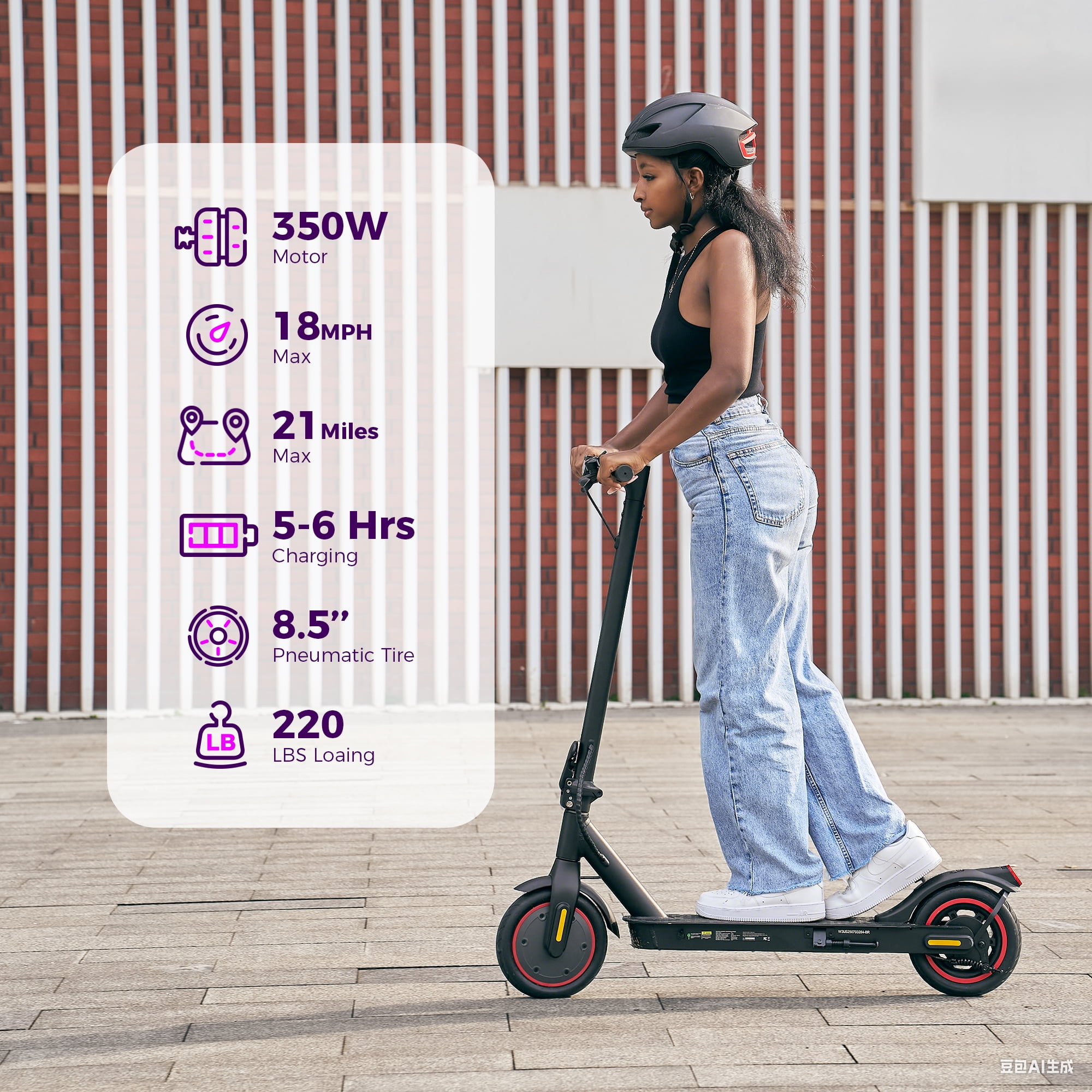iScooter Electric Scooter for Adults, 21 Miles Max Range with 18 MPH Top, 350W Foldable Commuting Electric Scooter with 3 Speed & Cruise Control Escooter for Teens - Image 5