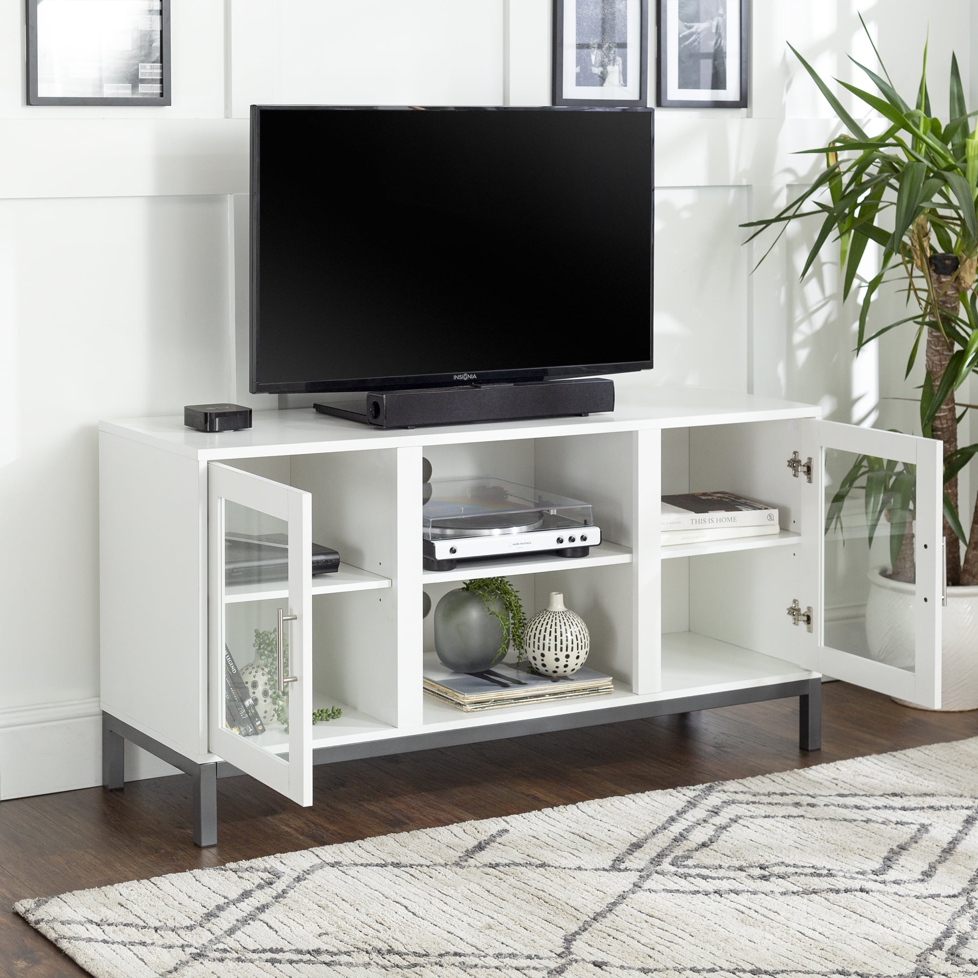 Walker Edison Modern 2-Door TV Stand for TVs up to 58", White - Image 11
