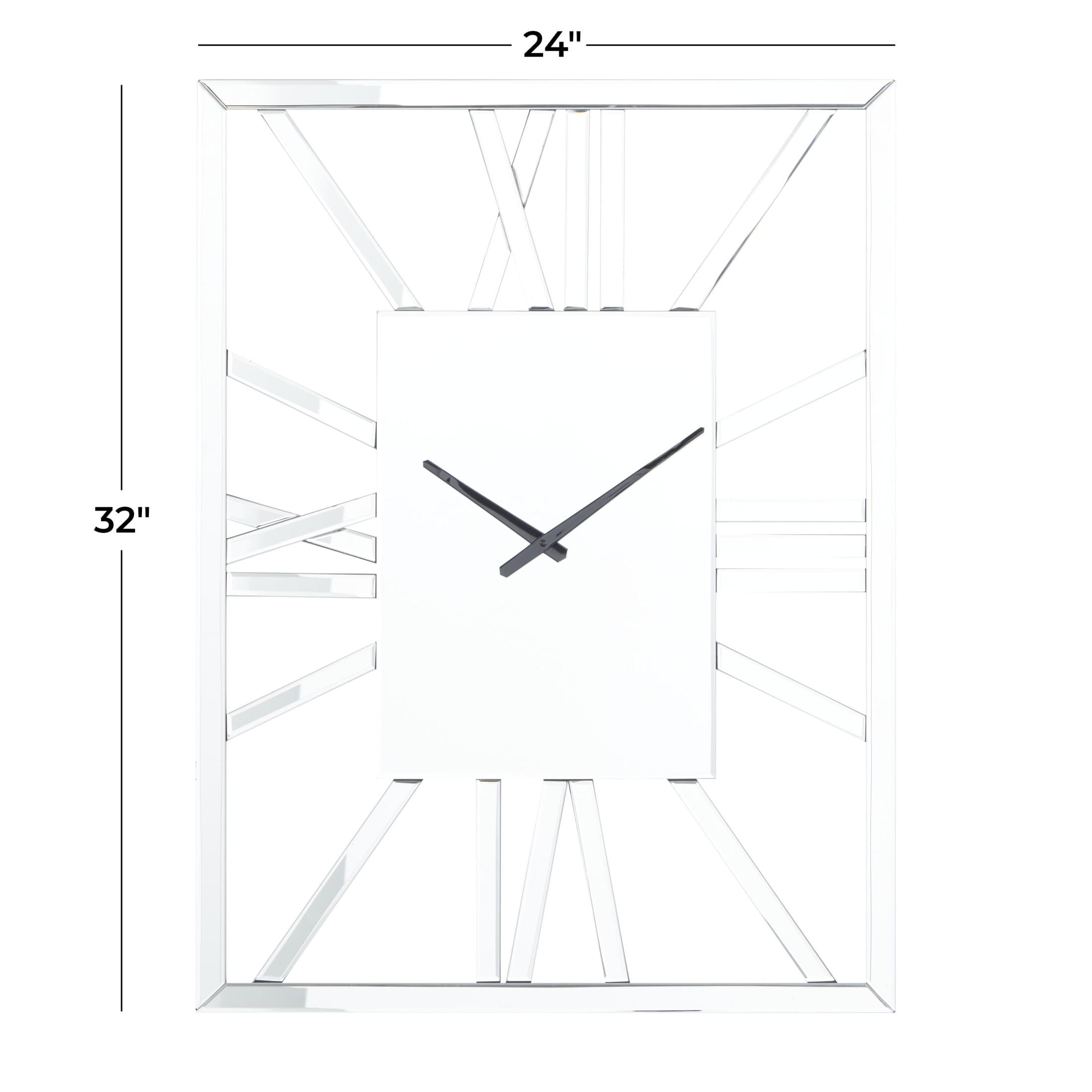 DecMode 2" x 32" Silver Glass Wall Clock - Image 2