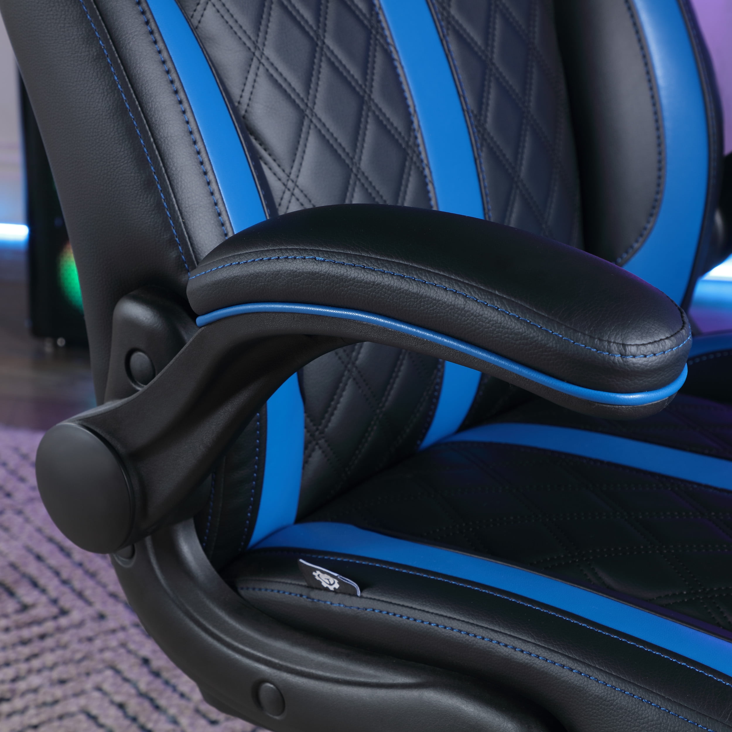 Gamer Gear Maven Gaming Chair with Flip-Up Armrest and Adjustable Height and Tilt, Teens and Adults, Black and Blue Accents - Image 14