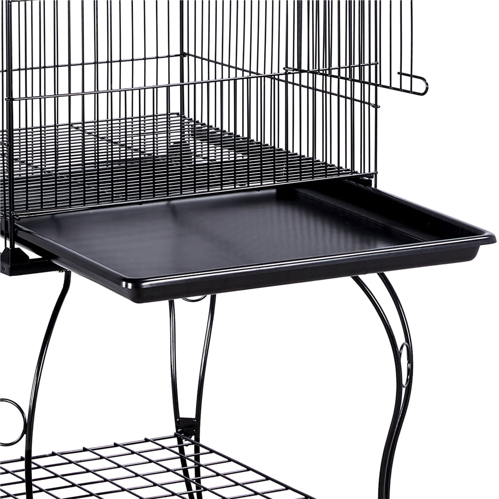 Renwick Rolling Metal Parrot Cage with Open Top For Small Birds, Black, 59" H - Image 7