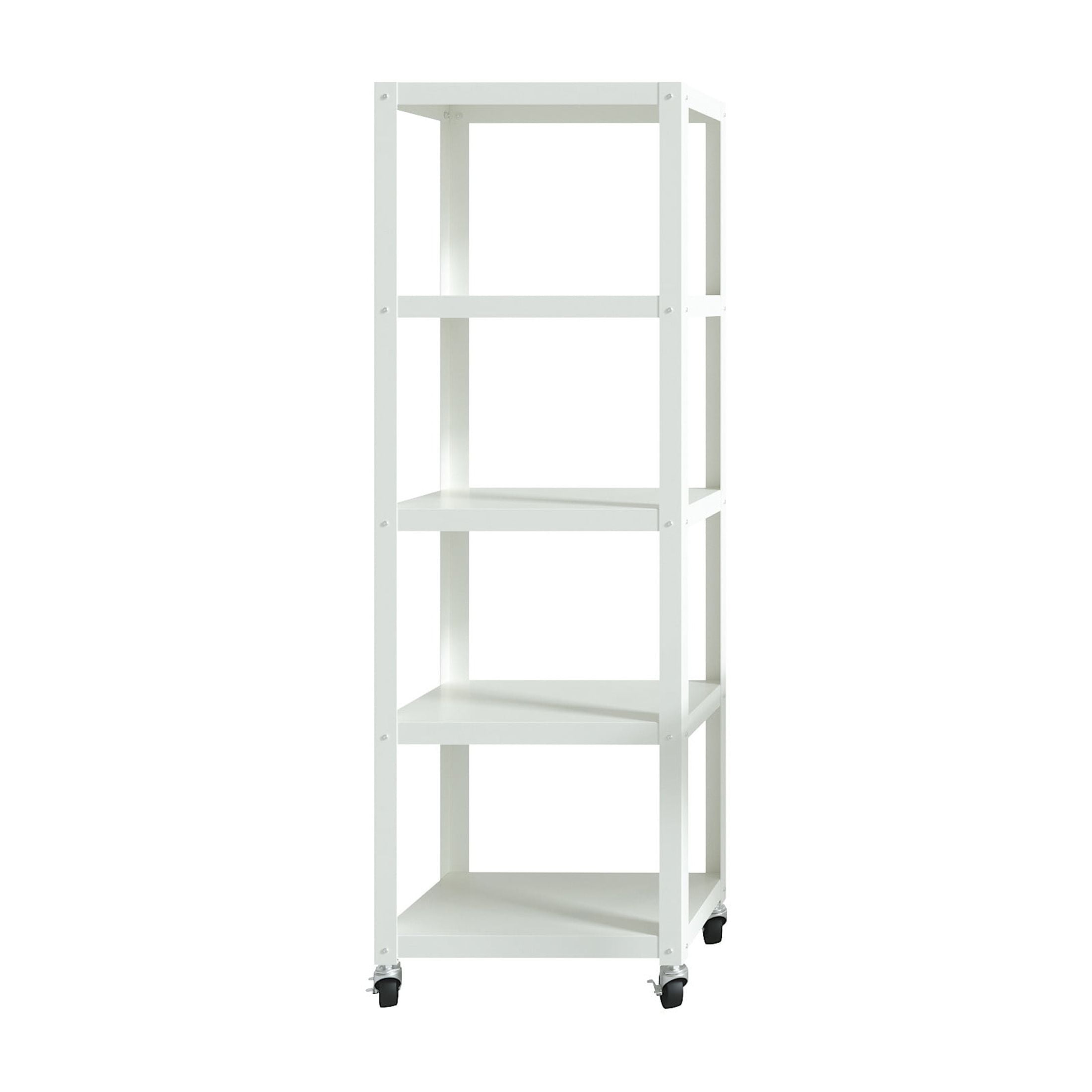 Office Dimensions 72" High Rolling 5 Shelf Bookcase, Industrial Metal, White - Image 9