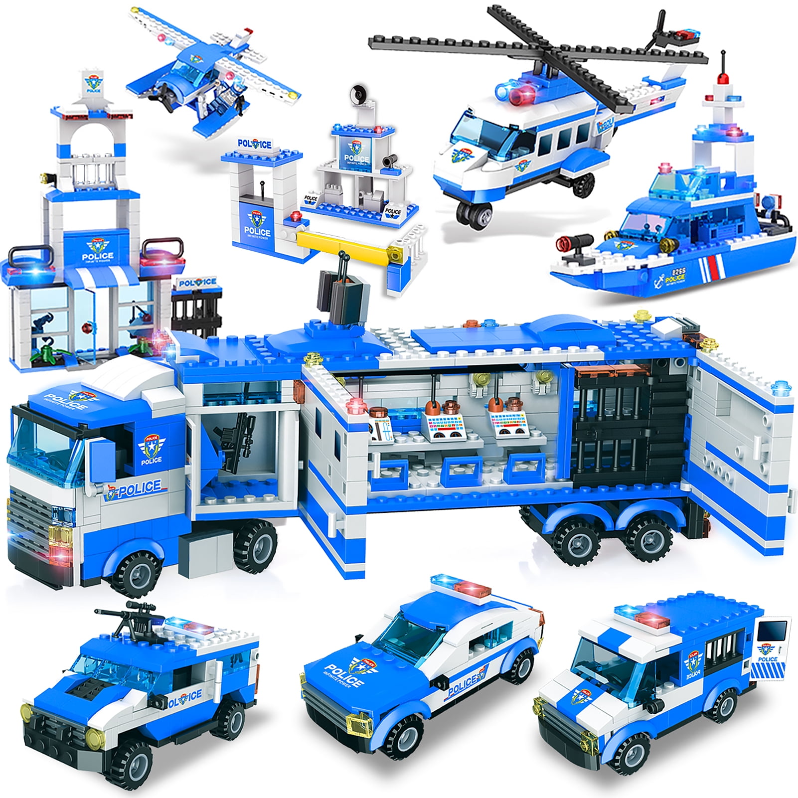 EXERCISE N PLAY 8-in-1 City Police Building Blocks Set, 1039 Pieces - Image 5