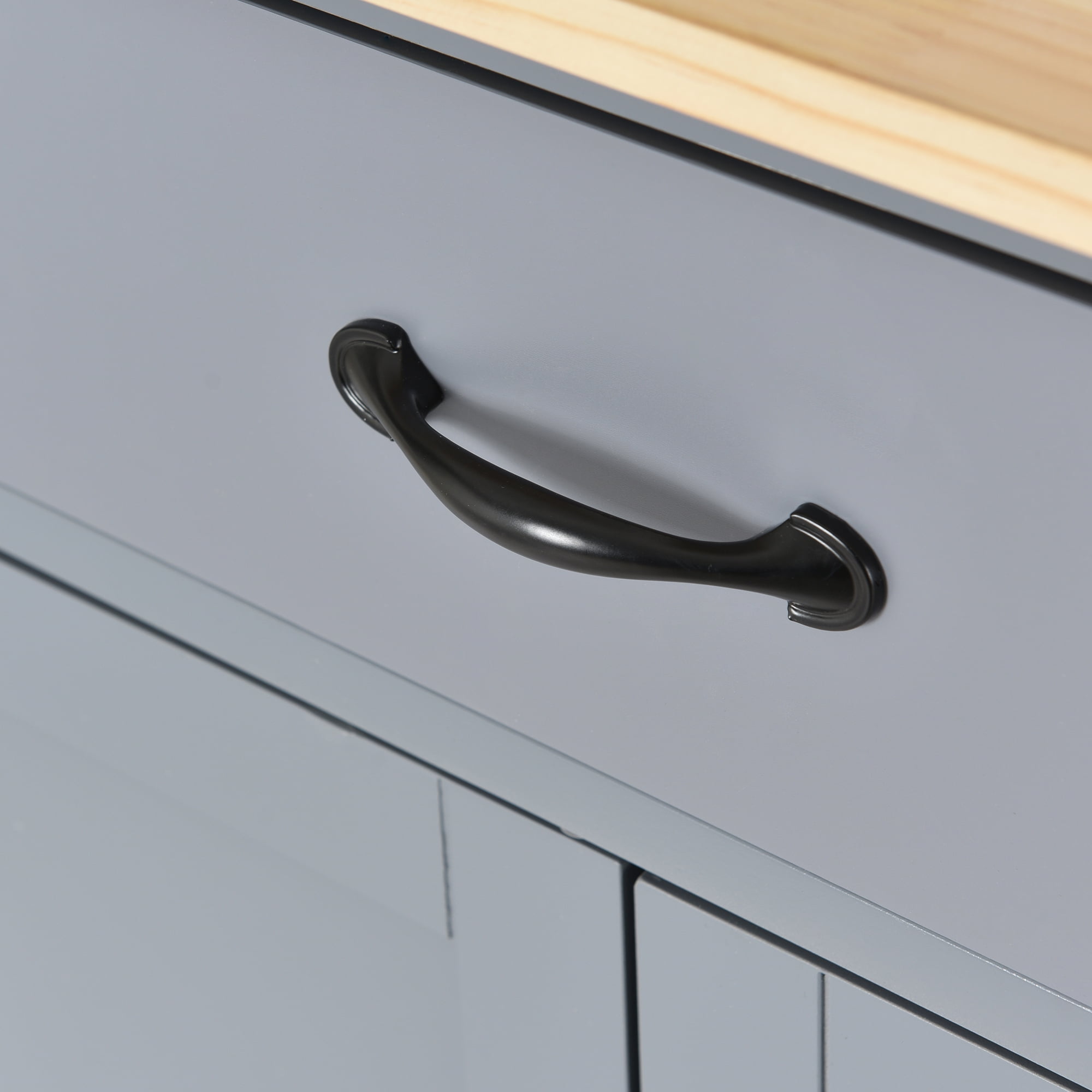 EUROCO Kitchen Island Cart with Solid Wood Top and Locking Wheels, 4 Door Cabinet and Two Drawers, Spice Rack and Towel Rack, Gray - Image 14