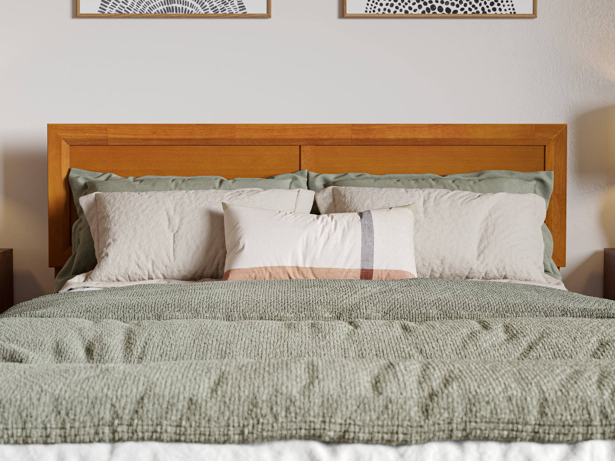 AFI Lylah Full Wood Platform Bed with Panel Footboard and Twin Trundle, Light Toffee - Image 5