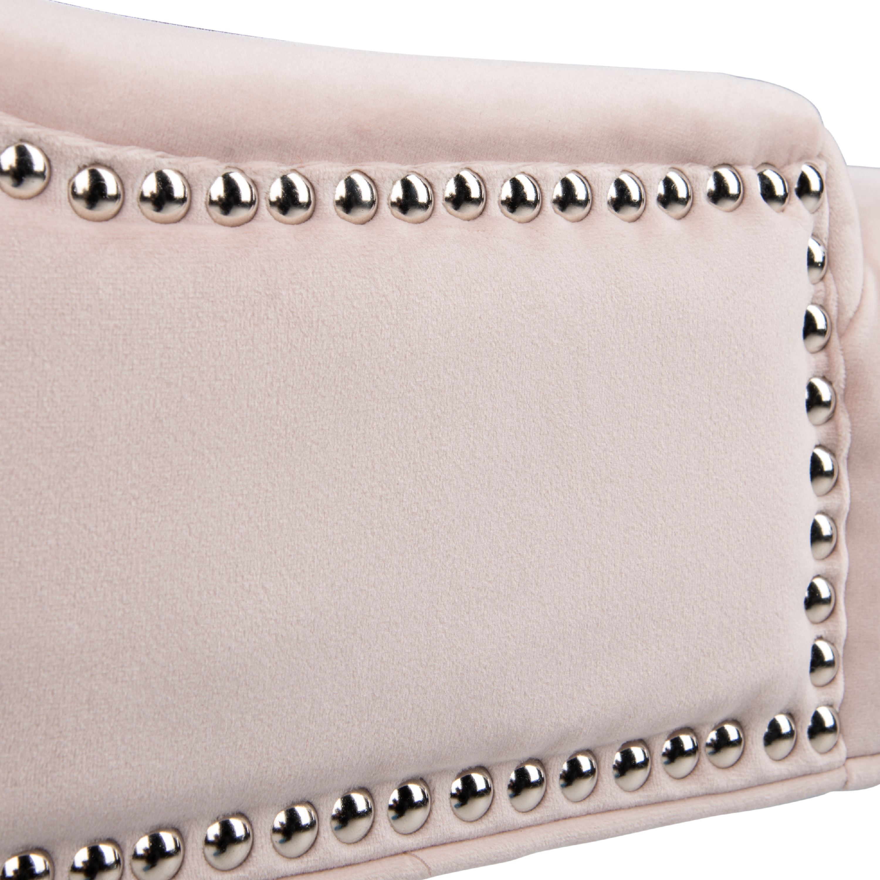 SAFAVIEH Harlow Glam Tufted Ring Chair with Silver Nailheads, Set of 2, Blush Pink - Image 9