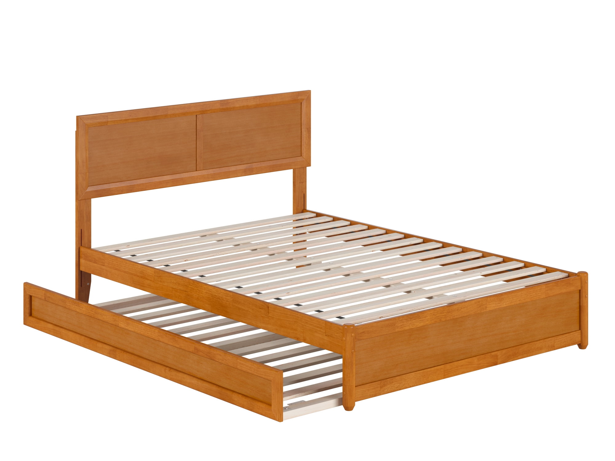 AFI Lylah Full Wood Platform Bed with Panel Footboard and Twin Trundle, Light Toffee - Image 6