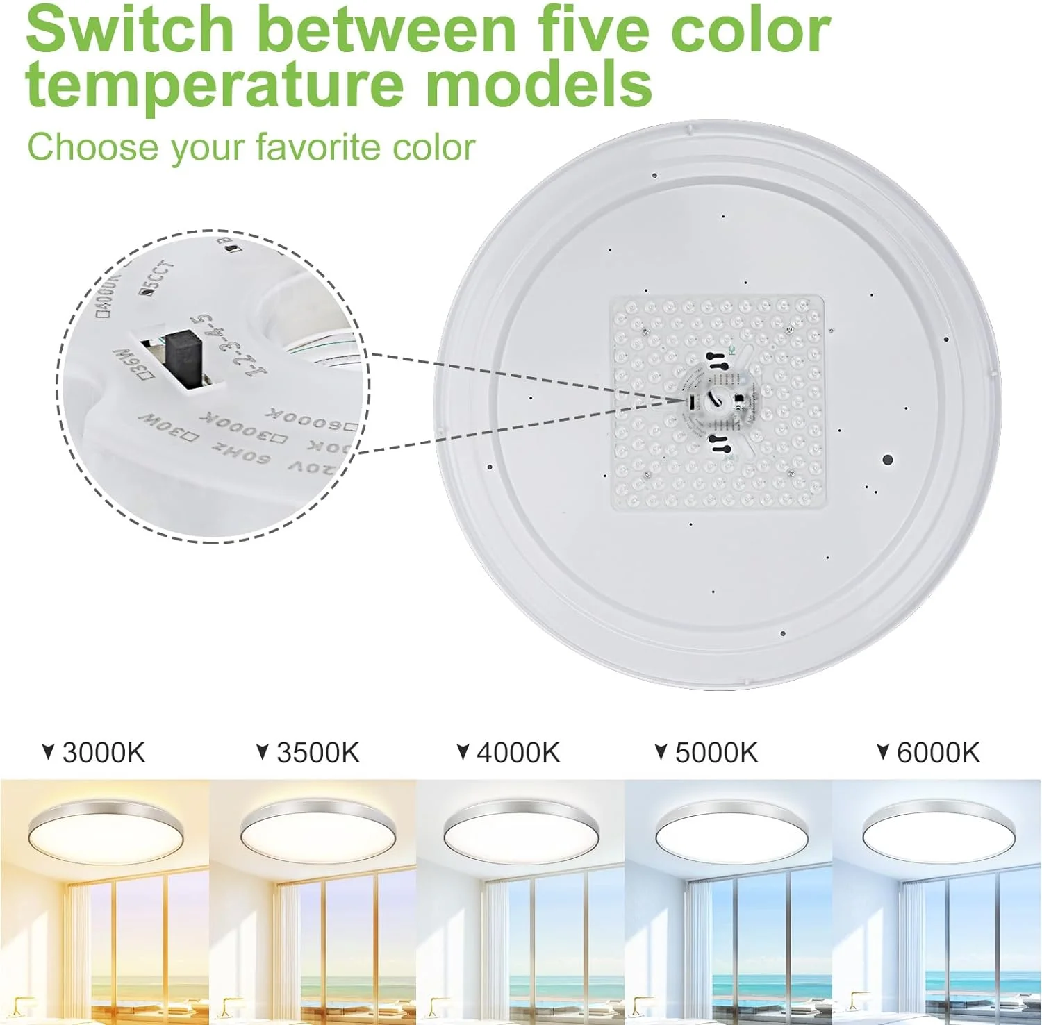 Depuley Modern LED Flush Mount Ceiling Light Silver Low Profile Light Fixture Thin Round Close to Ceiling Light for Kitchen, Bedroom, Living Room, 5 Color Adjustable - Image 7