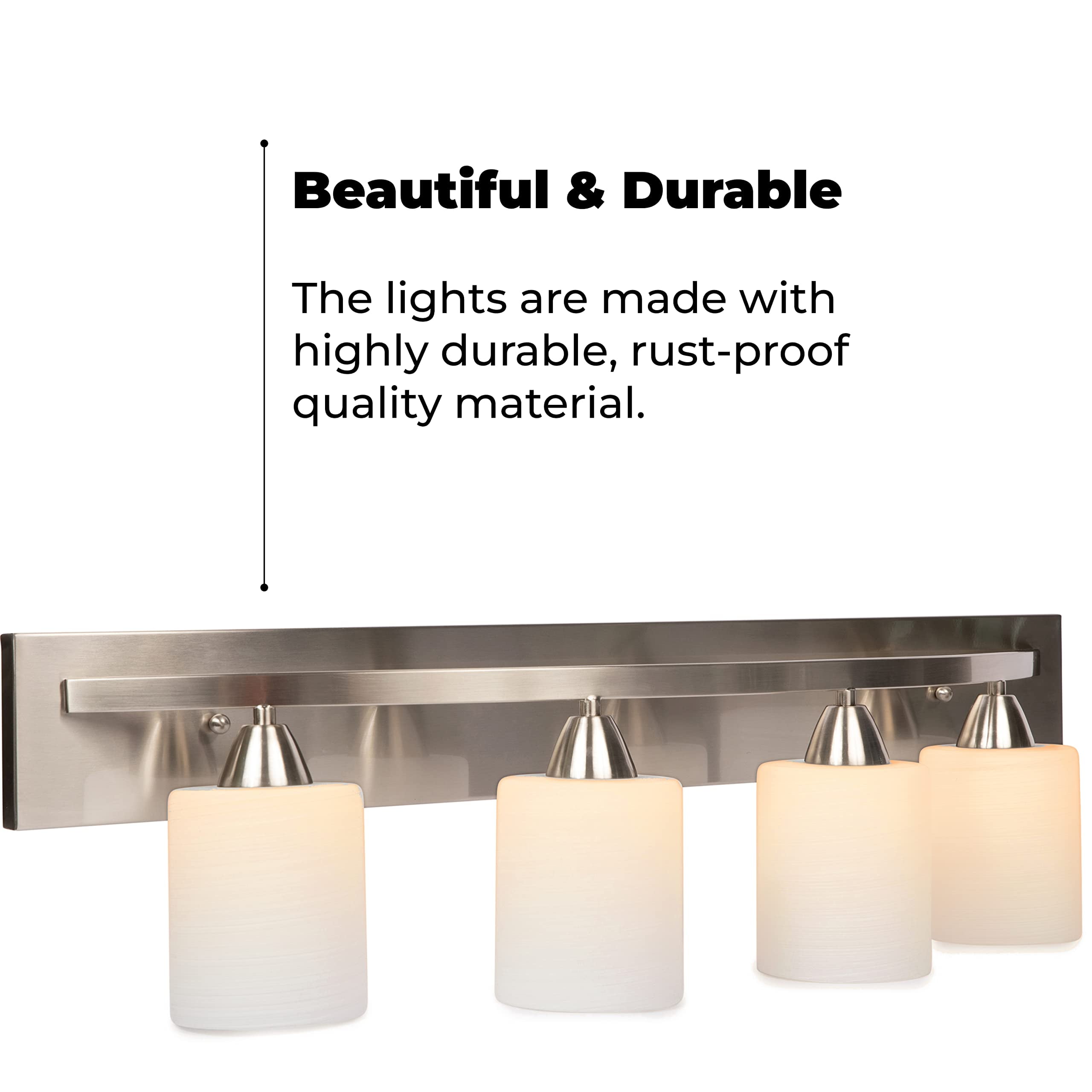 Dorence Vanity Bath Light Bar - Hollywood Style Wall Sconce for Makeup Dressing Table - Brushed Nickel - 4 Lights - Bathroom Vanity Light and Fixtures Over Mirror - Image 5