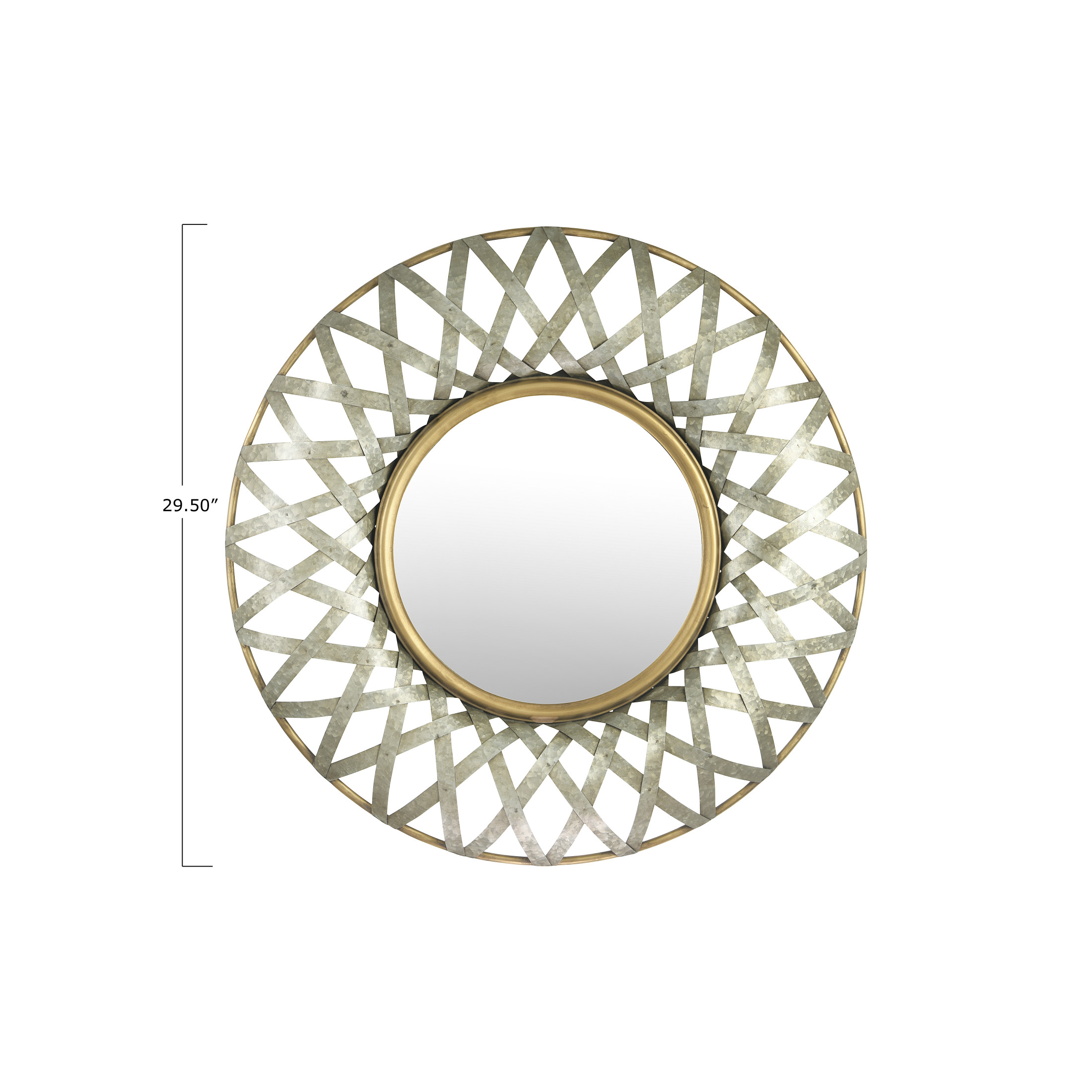 Creative Co-Op Round 2 Tone Metal Framed Wall Mirror, Silver and Gold - Image 3