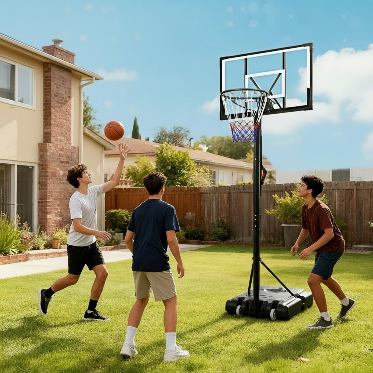 NEDYO Portable Adjustable Basketball Hoop 5.25-10ft with 44" Backboard for Kids, Teens, Adults, New - Image 2