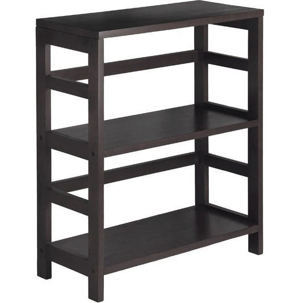 Winsome Wood Capri 5-Pc Storage Set, 2-Section Shelf & 4 Foldable Black Fabric Baskets, Espresso Finish - Image 2