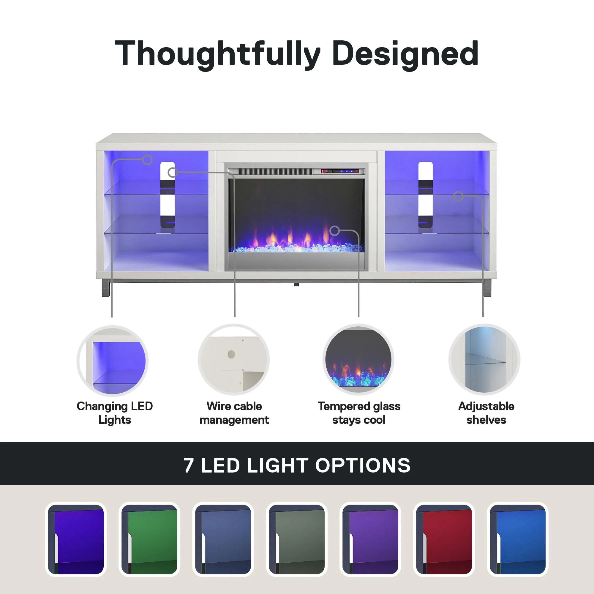 Lumina Fireplace TV Stand for TVs up to 70", White - Image 3