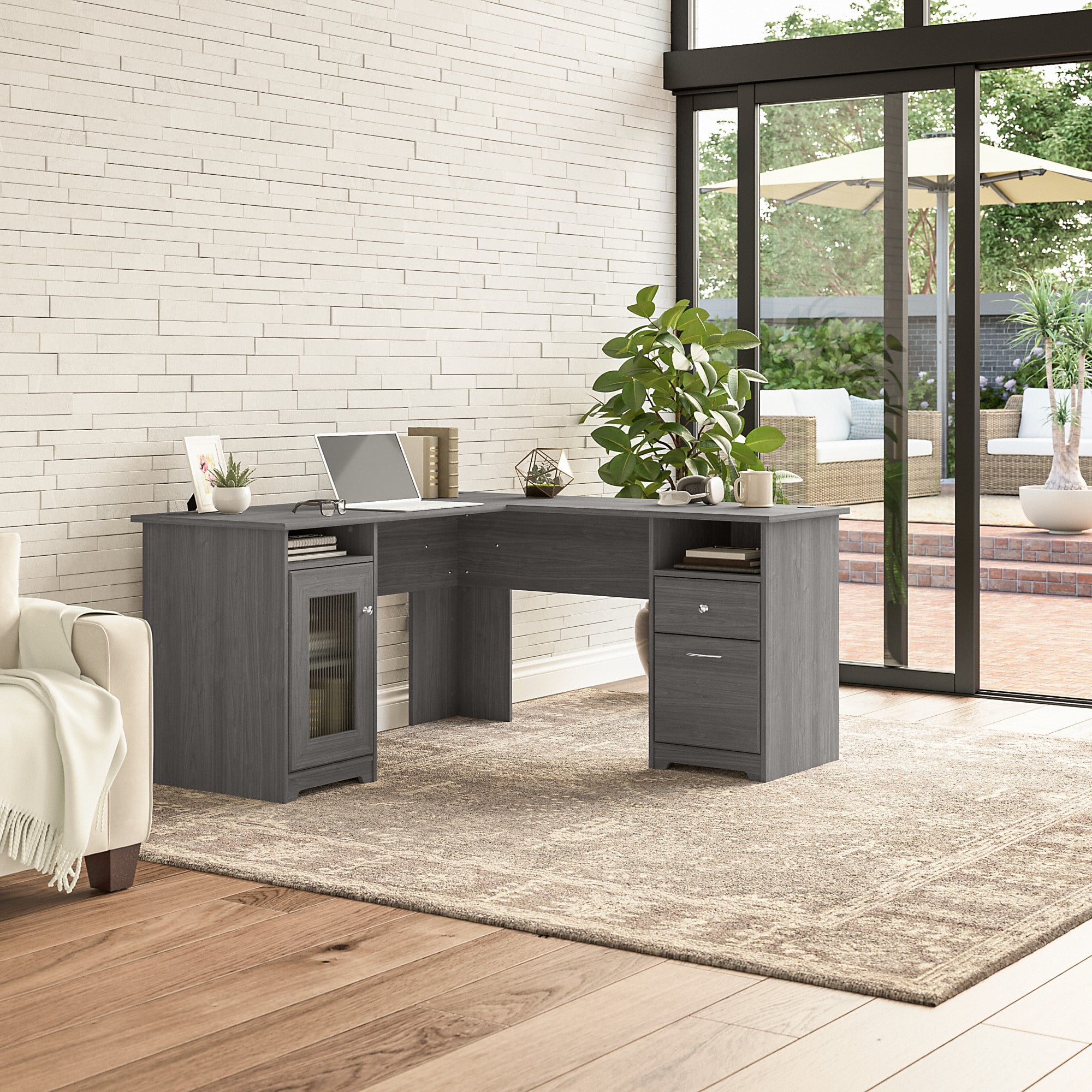 Bush Furniture Cabot 60" L Shaped Desk with Storage, Modern Gray - Image 6