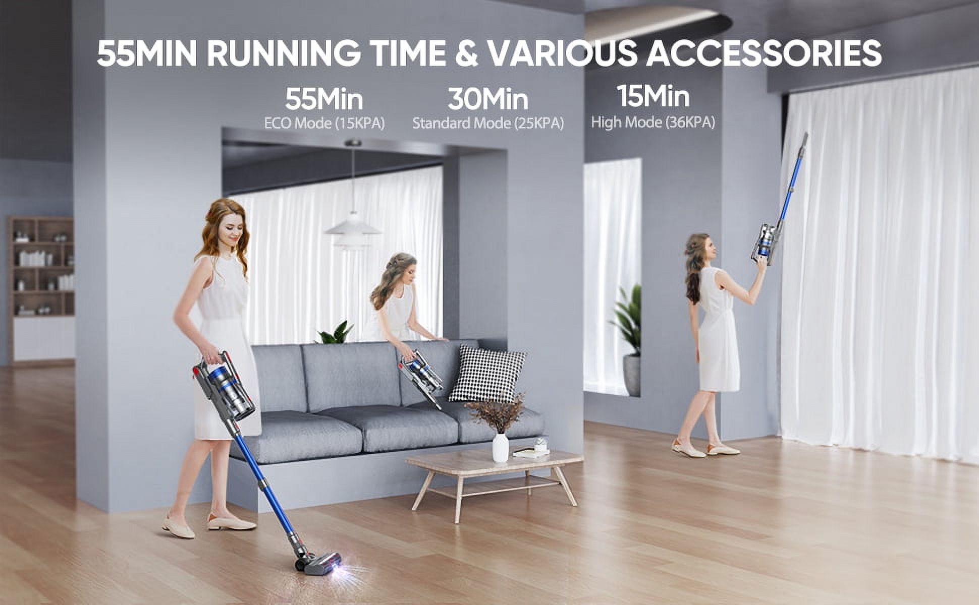 Buture Cordless Vacuum Cleaner 55Mins 400W 33KPA Anti-Winding Stick Vacuum Cleaners for Carpets Har Floor Pet Hair - Image 6