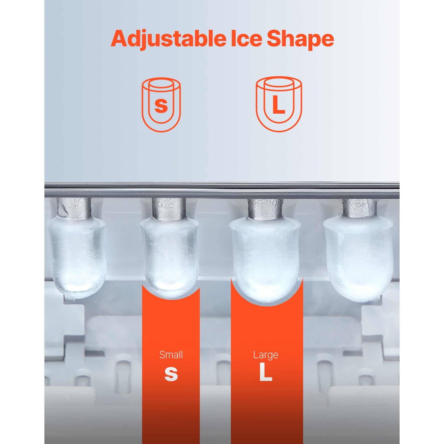 VEVOR Portable Countertop Ice Maker 33lbs/24H,Manual & Auto Refill Self-Cleaning with Scoop Basket,9 Cubes Ready in 7 Minutes, with Scoop and Basket 「00000000ABCDEFG」 - Image 6