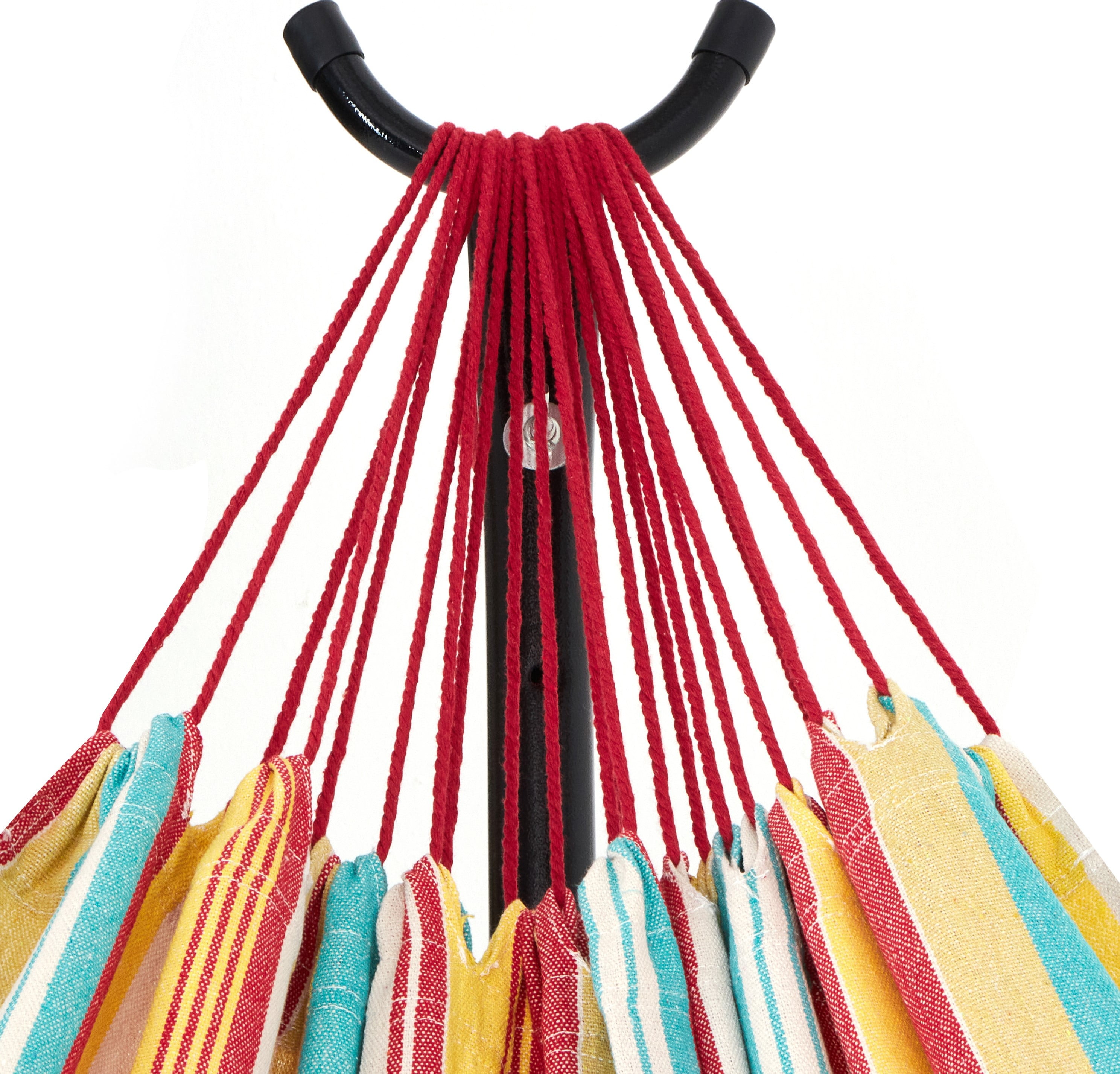 Bliss Hammocks 60" Wide Hammock & Built-in Stand w/ Carrying Case & Hanging Hardware , Indoor, Outdoor, Poolside, Patio, Backyard , Heavy Duty, Strong & Durable , 400 Lbs Capacity-Watermelon Stripe - Image 3