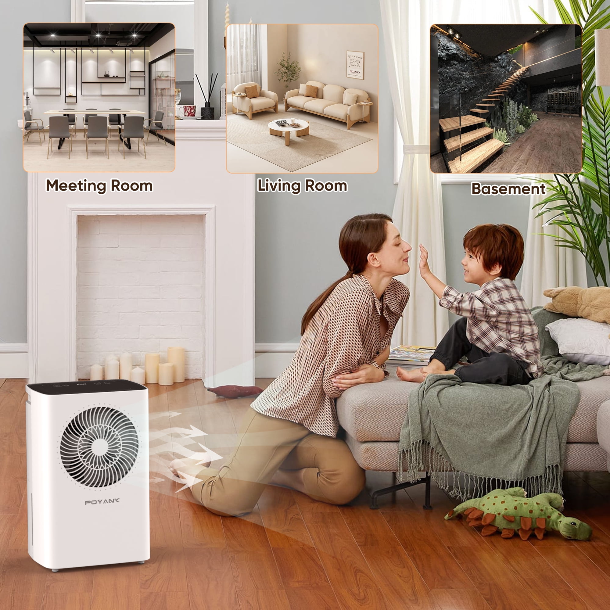 Airfire 8 Pint Dehumidifiers, 1500 Sq.Ft Dehumidifier with Drain Hose, 0.59 Gal Water Tank, Overflow Protection, Dehumidifiers for Home Basement Bedroom Bathroom Laundry Room - Image 3