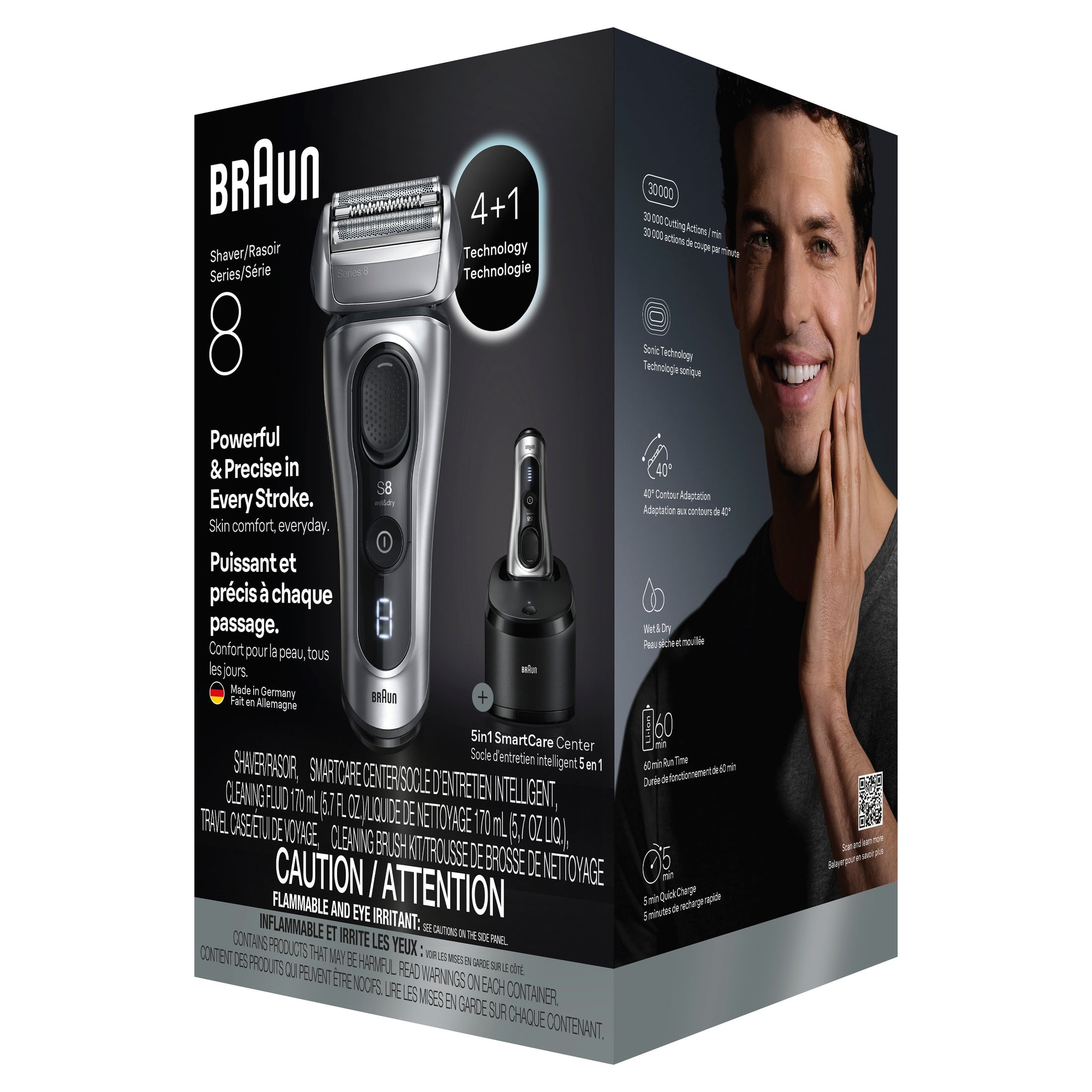 Braun Electric Shaver, Series 8 8567cc Long Hair Trimmer Wet & Dry, Galvano Silver - Image 3