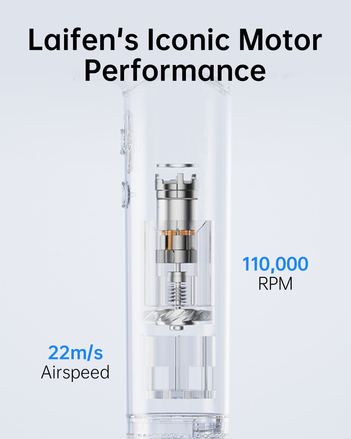 Laifen Swift Special Hair Dryer, 110,000 RPM High Speed Motor & 200Million Ions, with Magnetic Nozzle (Silver Blue,Glass Fiber & Nylon) - Image 7