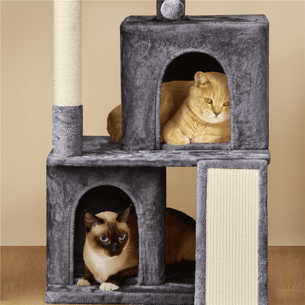 Alden Design 42" Multilevel Cat Tree Tower with Double Condos for Cats Kittens, Dark Gray - Image 2