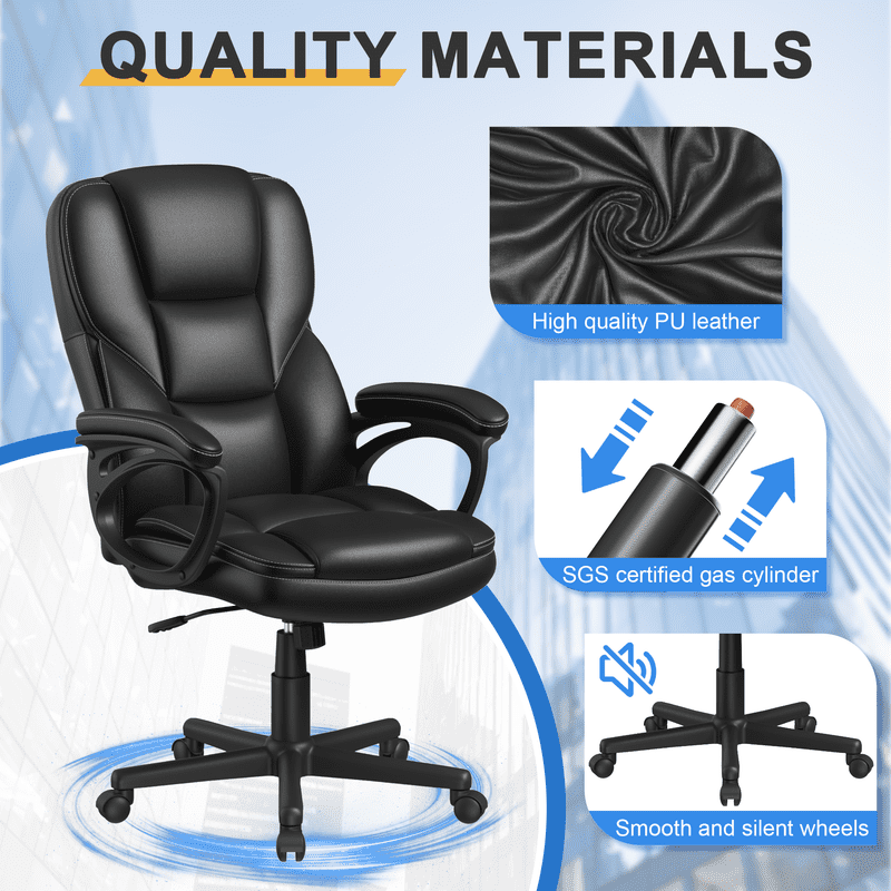 Lacoo Executive Office Chair , Ergonomic High Back Chair Cushion Lumbar Back Support for Adults(Black) - Image 4
