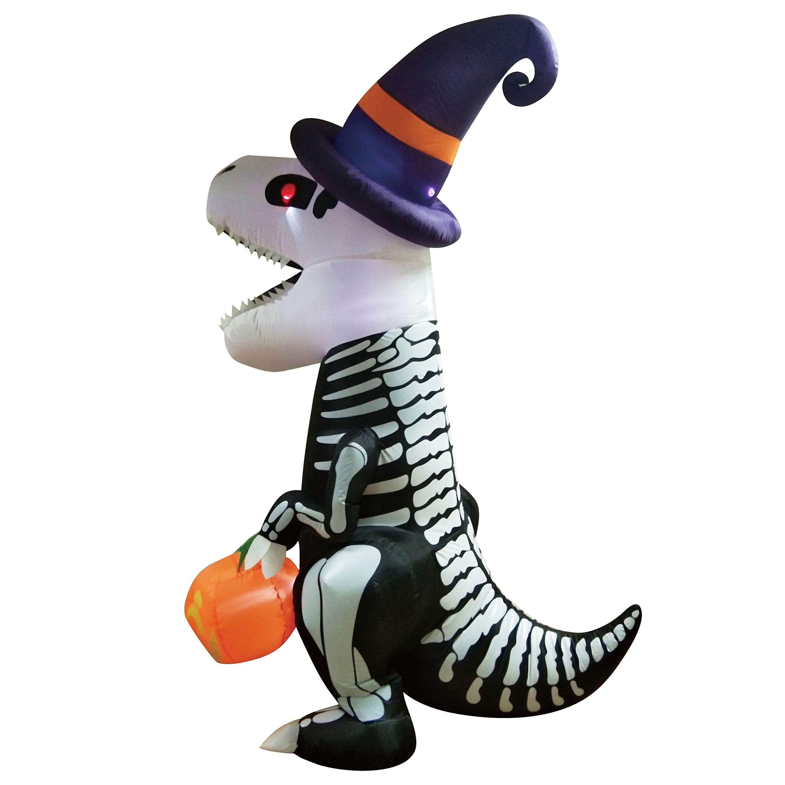 Joyfy 8 FT Halloween Inflatable Skeleton Dinosaur with Build-in LEDs Pumpkin Decorations,Halloween Outdoor Decorations Blow up Yard Decorations - Image 5