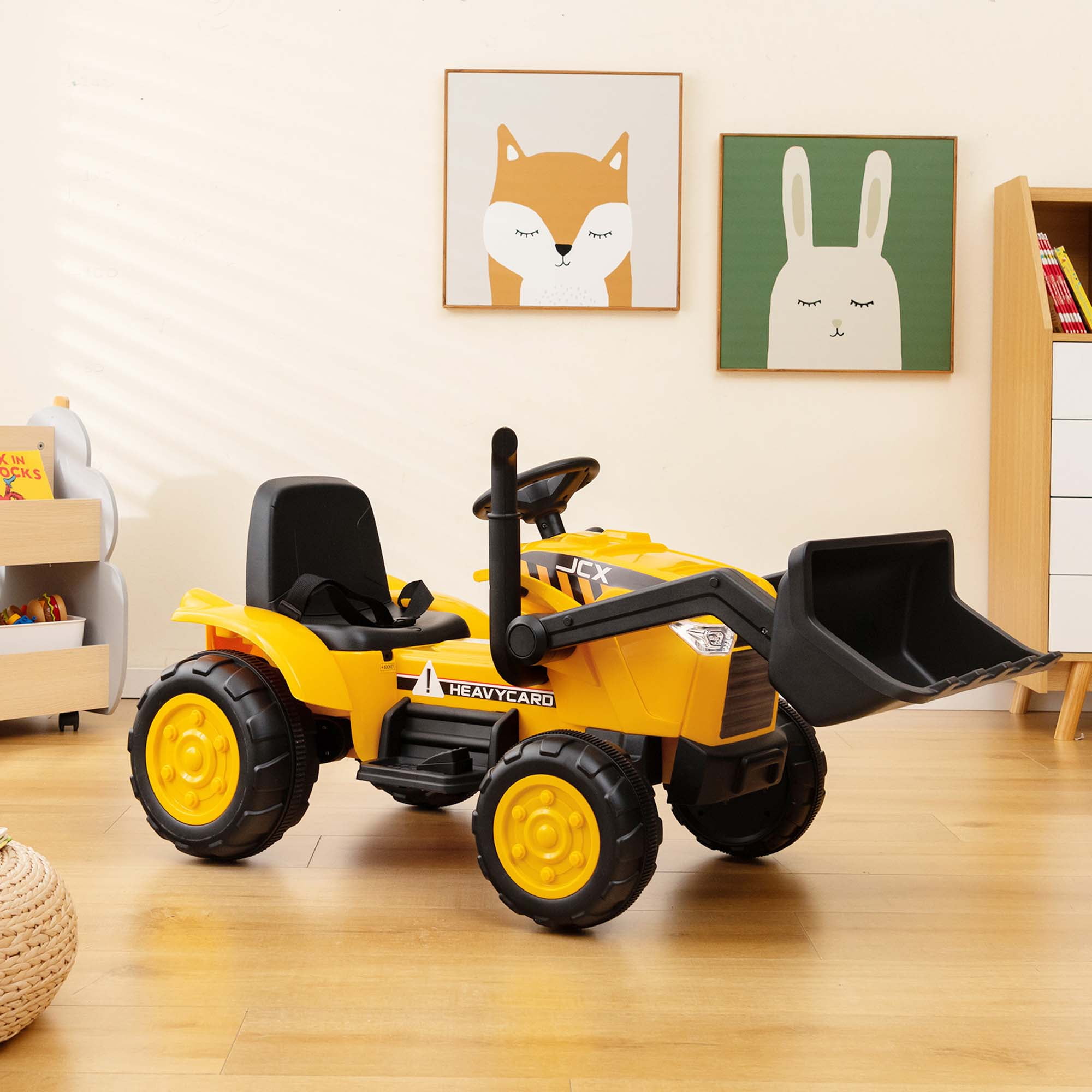 Costway 12V Kids Ride On Excavator Digger Electric Bulldozer Tractor RC with Light & Music - Image 3