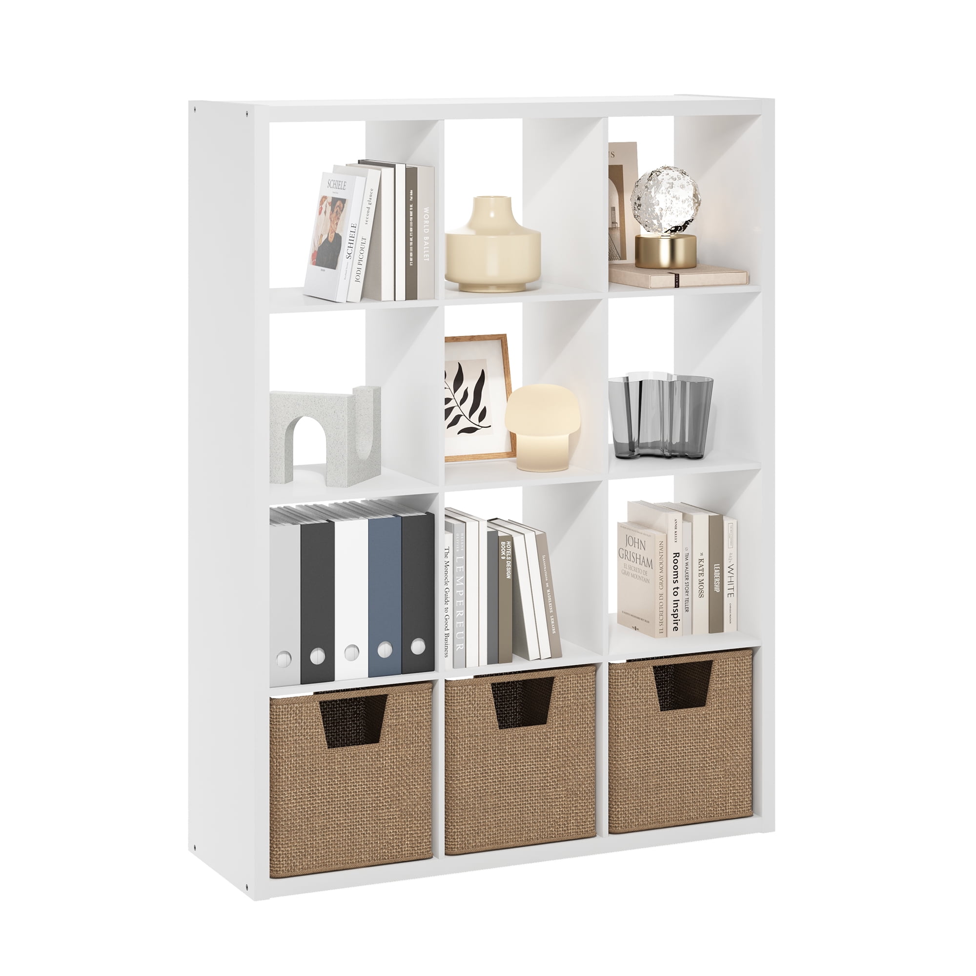 Furinno Cubicle Open Back Decorative Cube Storage Organizer, 12-Cube, White - Image 8