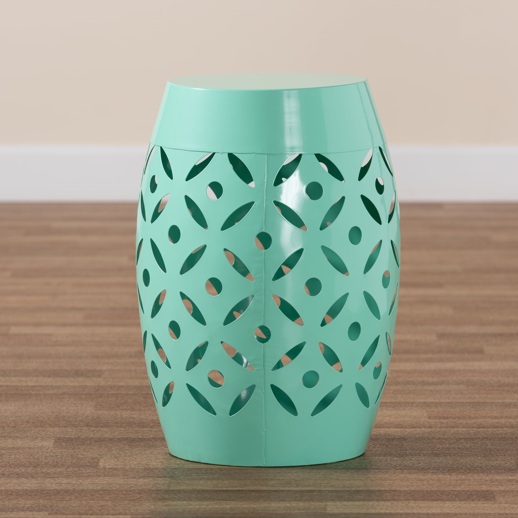 Baxton Studio Hallie Modern and Contemporary Aqua Finished Metal Outdoor Side Table - Image 6
