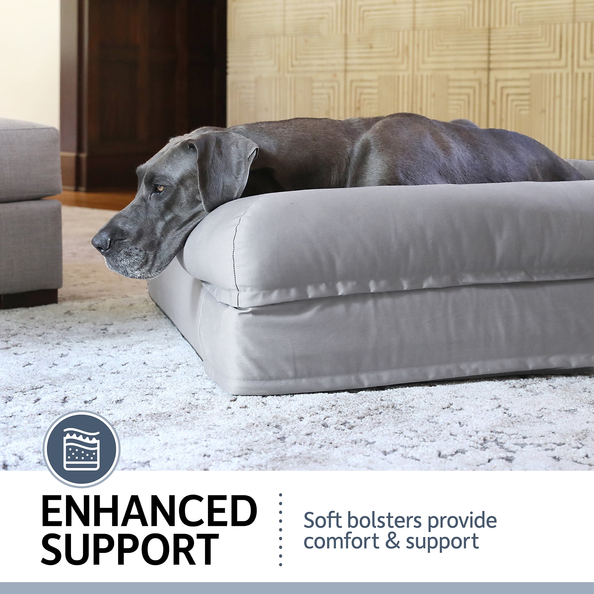 PetFusion Ultimate Dog Lounge Orthopedic Memory Foam Bed with Waterproof Liner and Removable Breathable Cotton Cover, XXL 50" L for Pets up to 125 lbs, Brown - Image 5