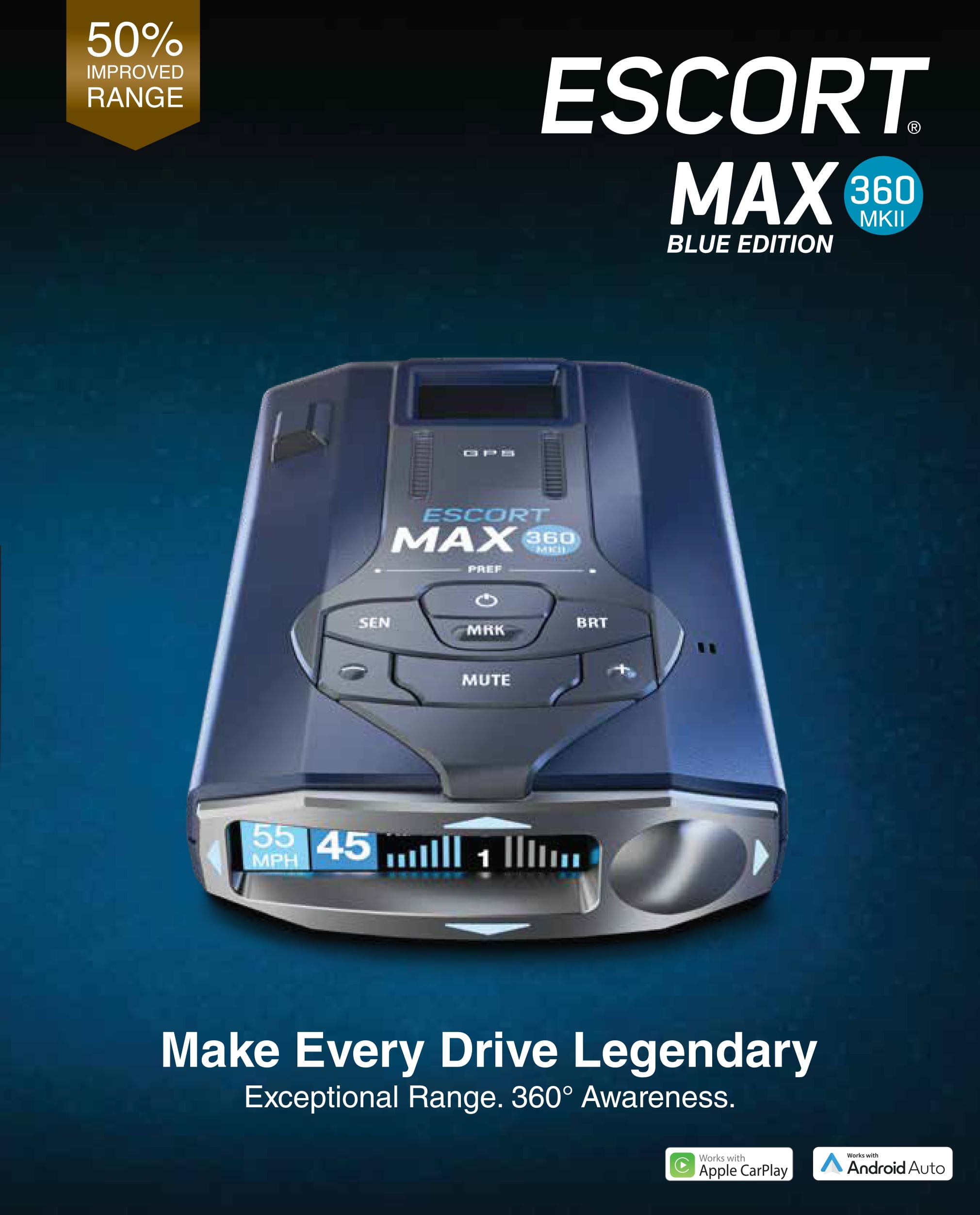 Escort MAX 360 MKII Bluetooth Radar Detector (Blue Edition), 360° Awareness, Exceptional Range, Apple CarPlay & Android Auto - Image 4