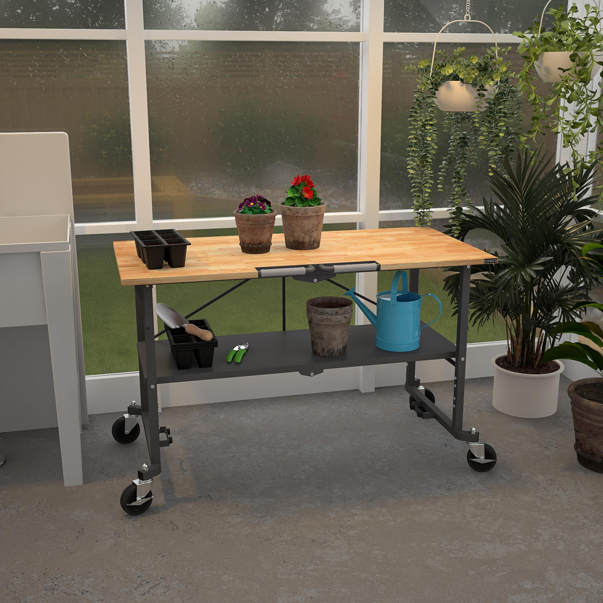 COSCO SmartFold Portable Workbench / Folding Utility Table (Gray Steel Frame) - Image 7