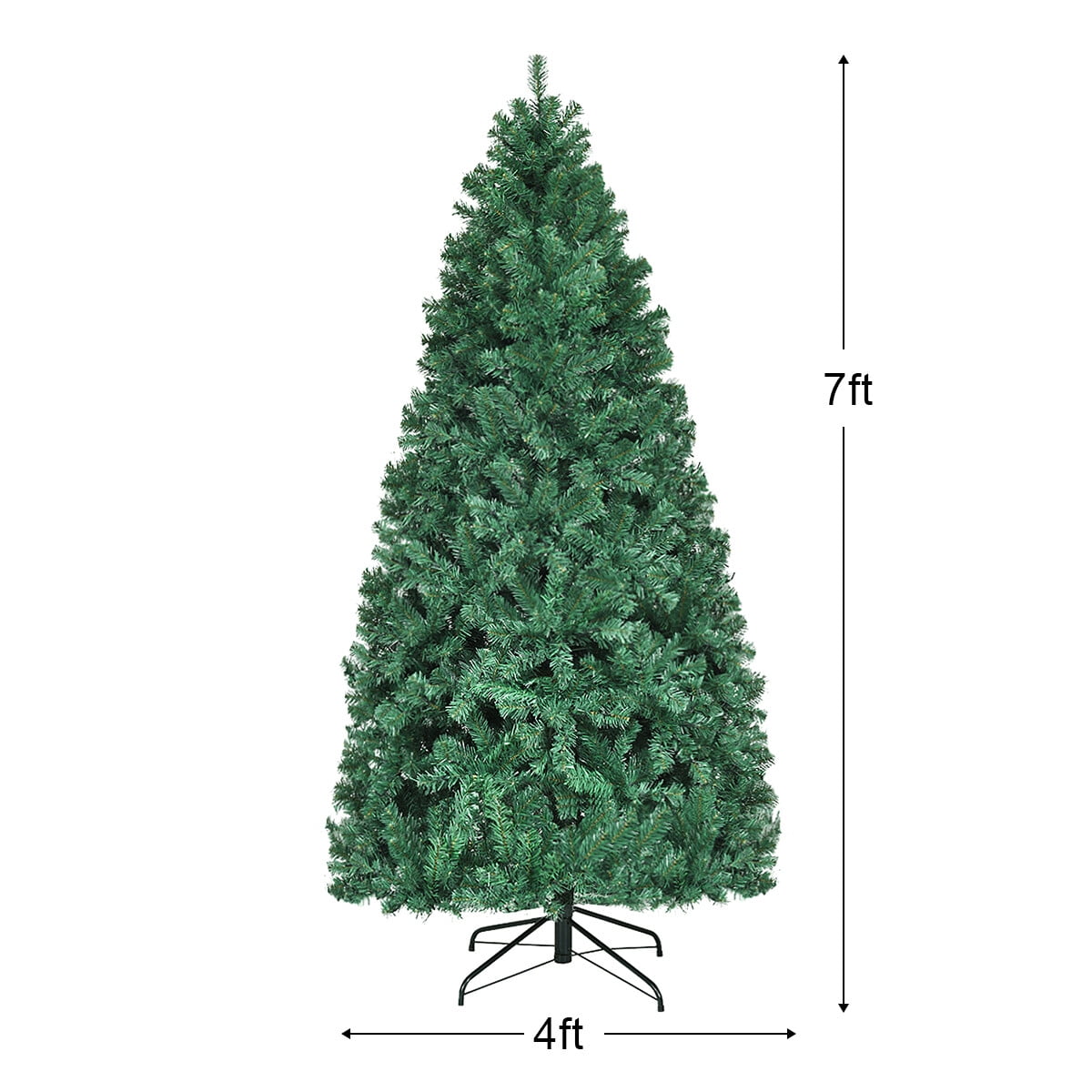 Gymax Pre-Lit PVC 7' Artificial Christmas Tree Hinged LED Lights Metal Stand - Image 5