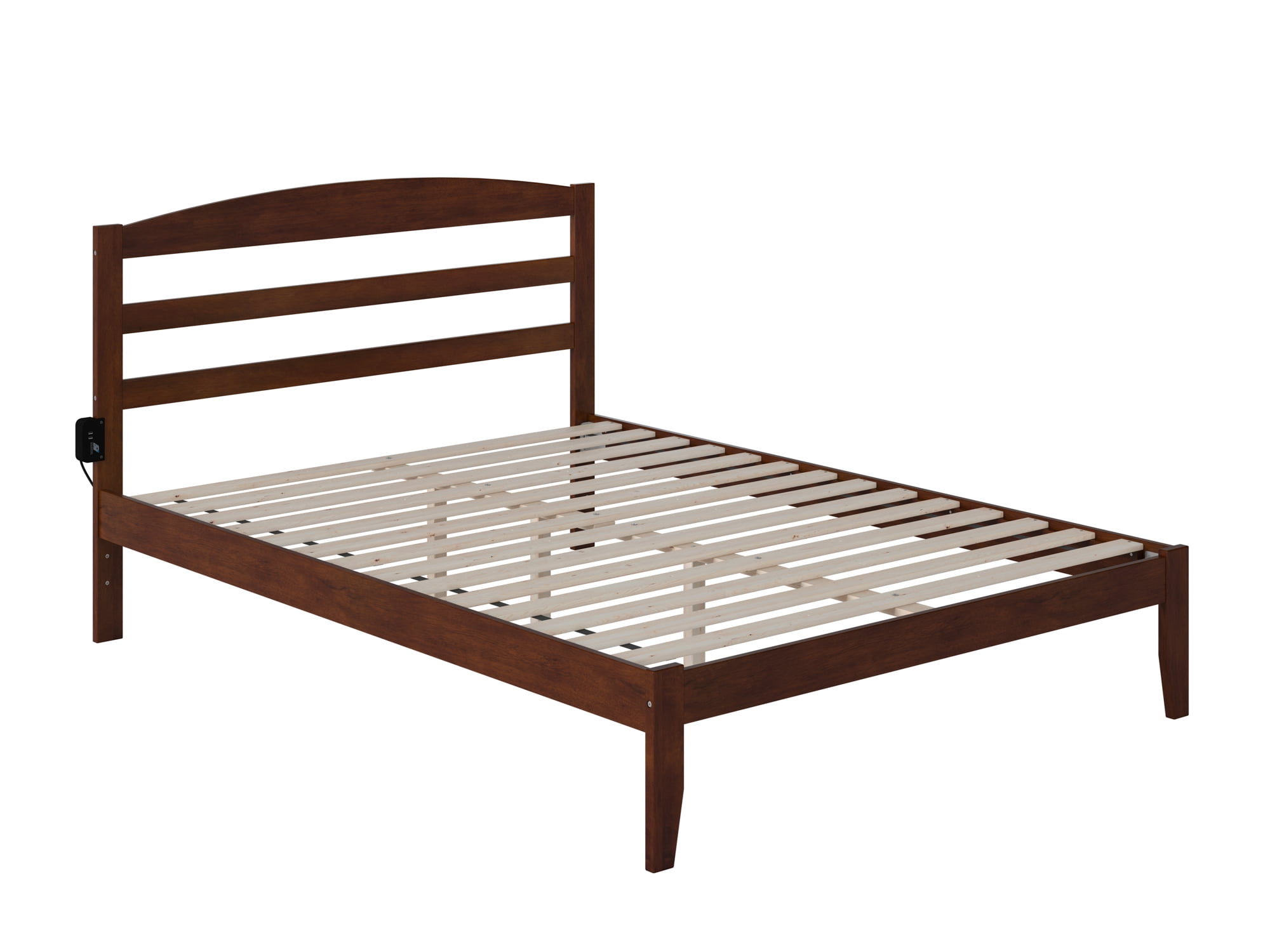 AFI Warren 14" Queen Wood Platform Bed Frame with Slatted Headboard, Walnut - Image 8