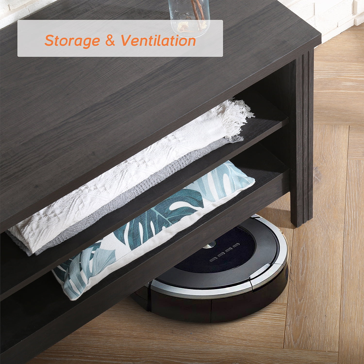 TV Stand for 65 Inch TV, Farmhouse Wood TV Cabinet with 4 Cubby for Living Room Bedroom,60 inch - Image 3