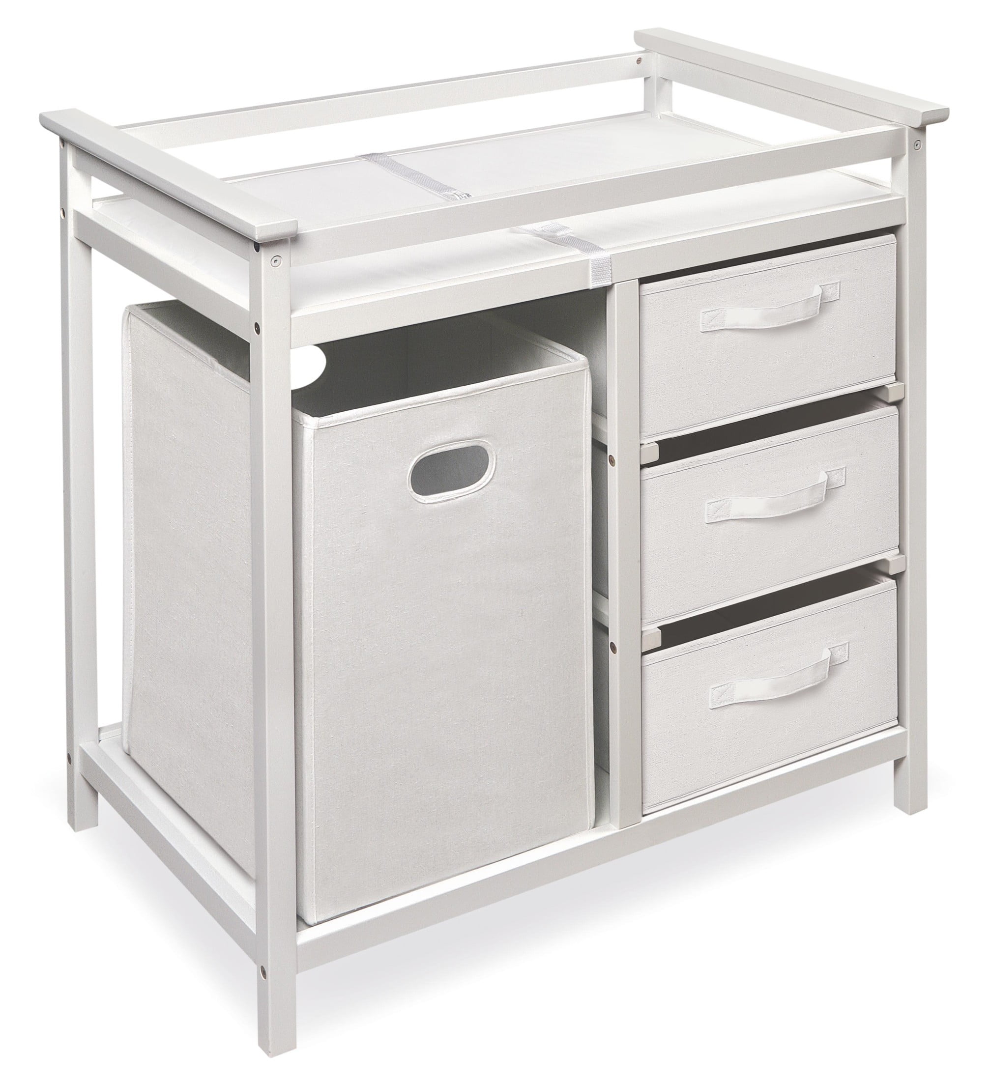 Badger Basket Modern Baby Changing Table with Hamper and 3 Baskets, White, Includes Pad - Image 13
