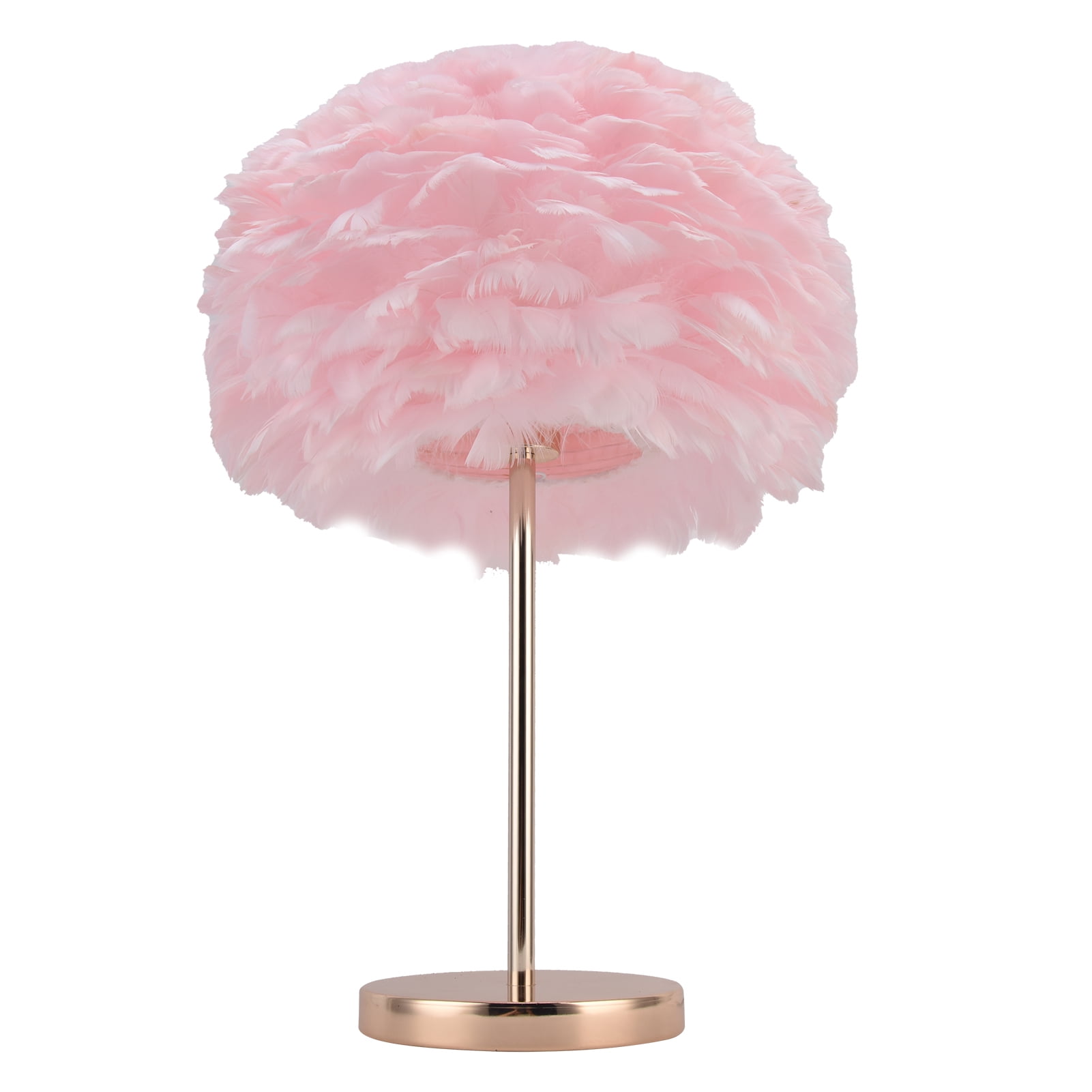 Fyydes 177" Contemporary Metallic Base Table Lamp with Pink Feather Shade - Image 7