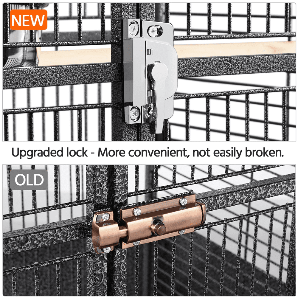 Alden Design 61" Rolling Metal Bird Cage with Play Top for Small/Medium Birds, Black - Image 8