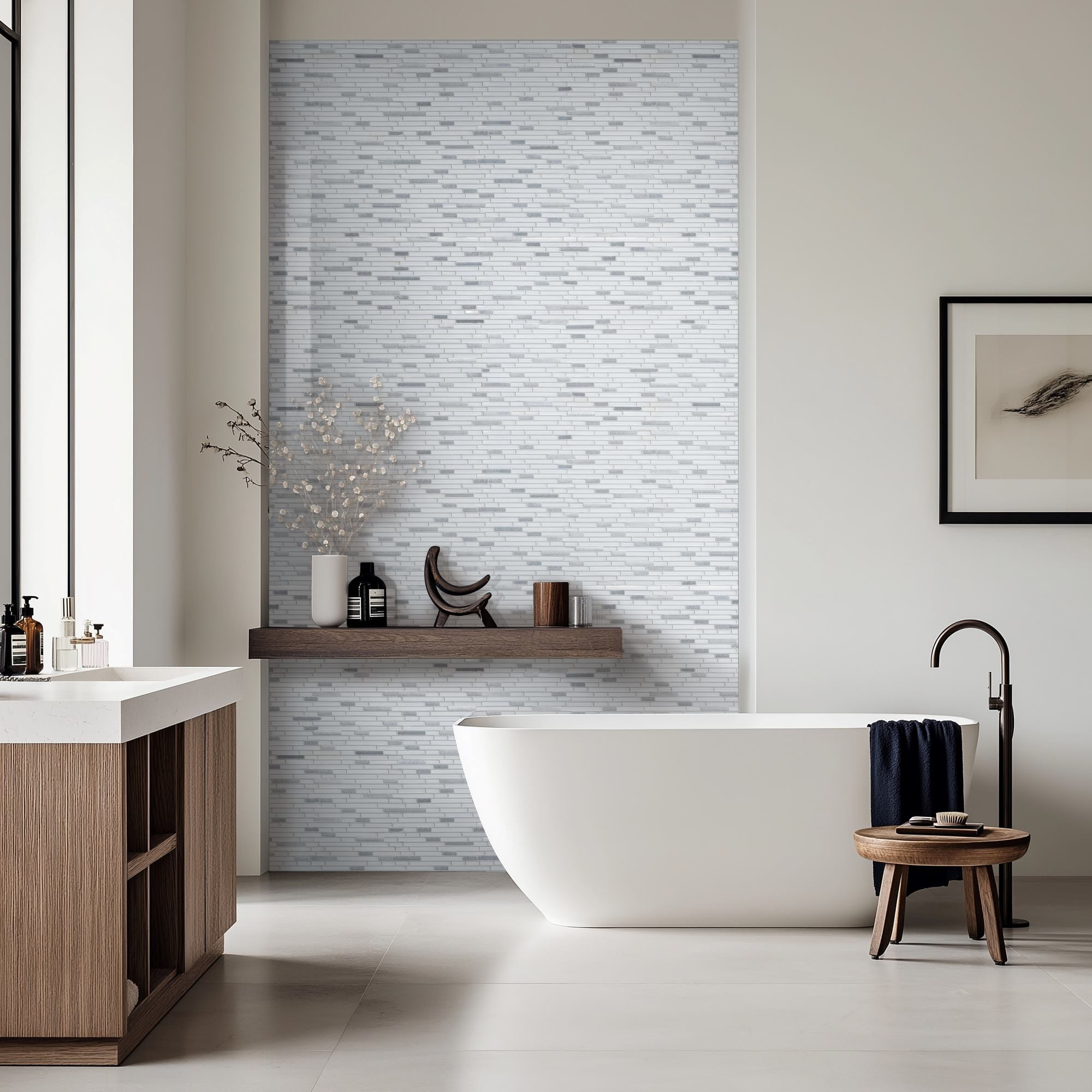 Lucid Sky Interlocking 11.81 in. x 12 in. x 4mm Glass Metal Mesh-Mounted Mosaic Tile (19.6 sq. ft. / case) - Image 13