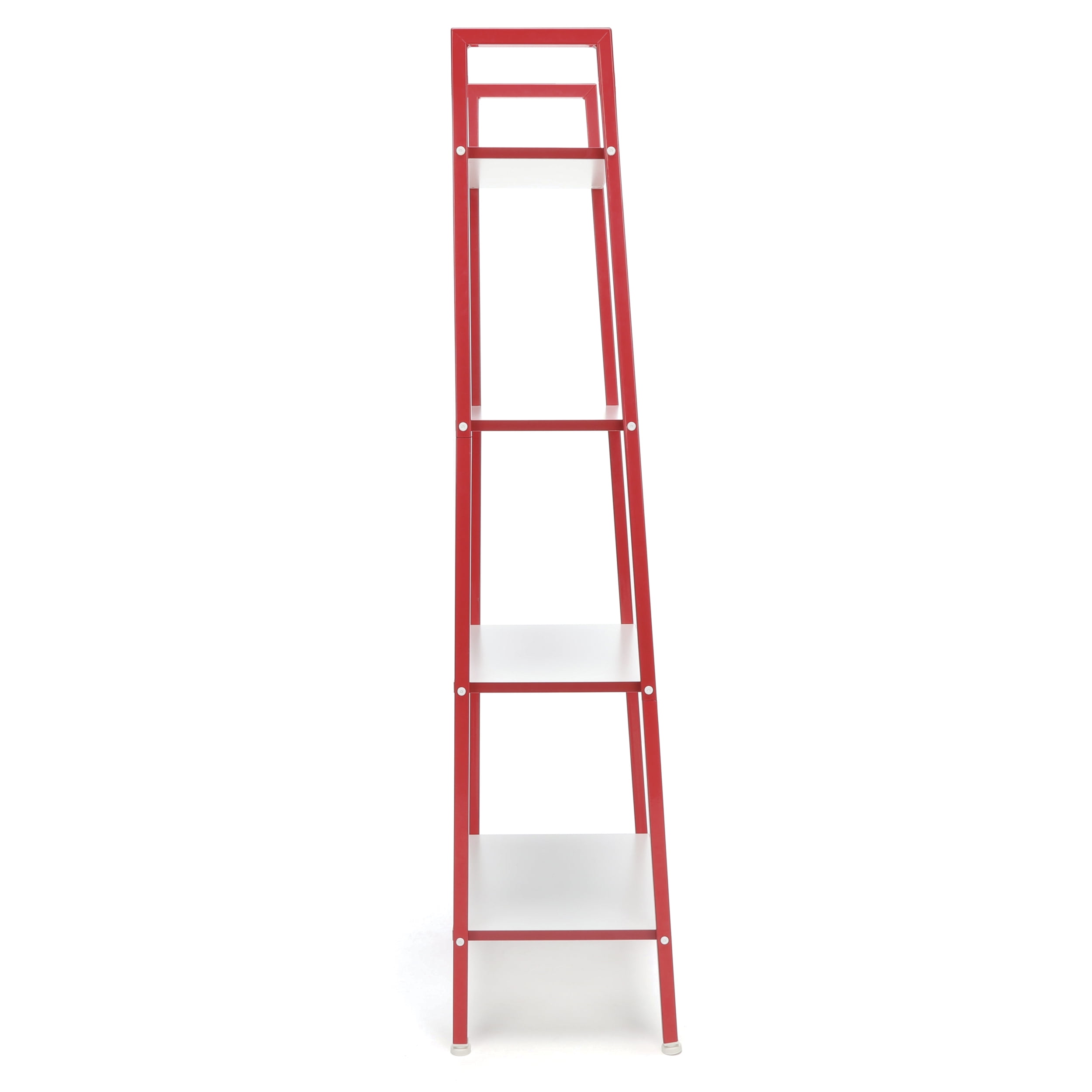OFM ESS-1045 4-Shelf Free Standing Ladder Bookshelf with Red Frame - Image 3