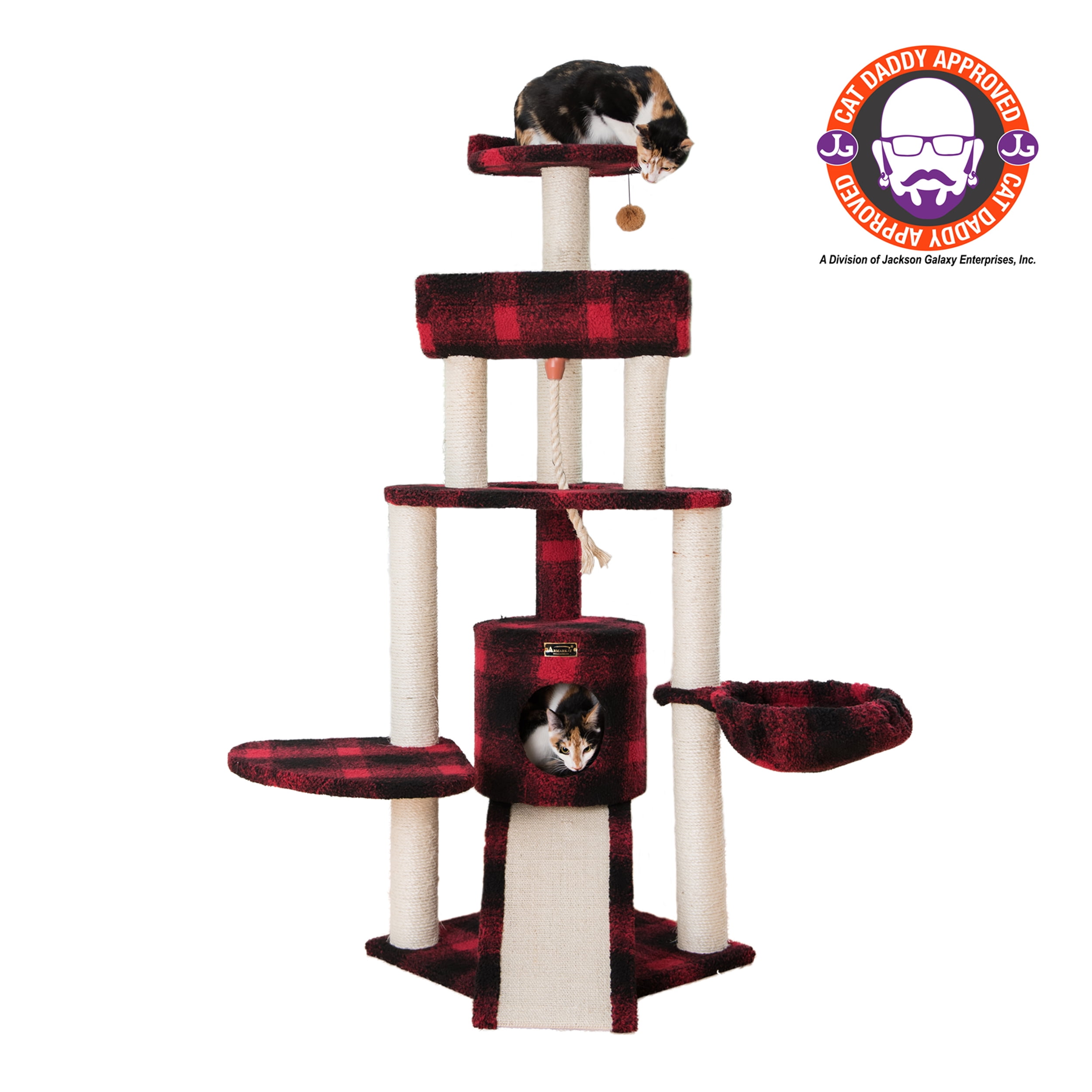 Armarkat real wood Cat Tree Model B5806, Black & Red Tartan Plaid - Image 6