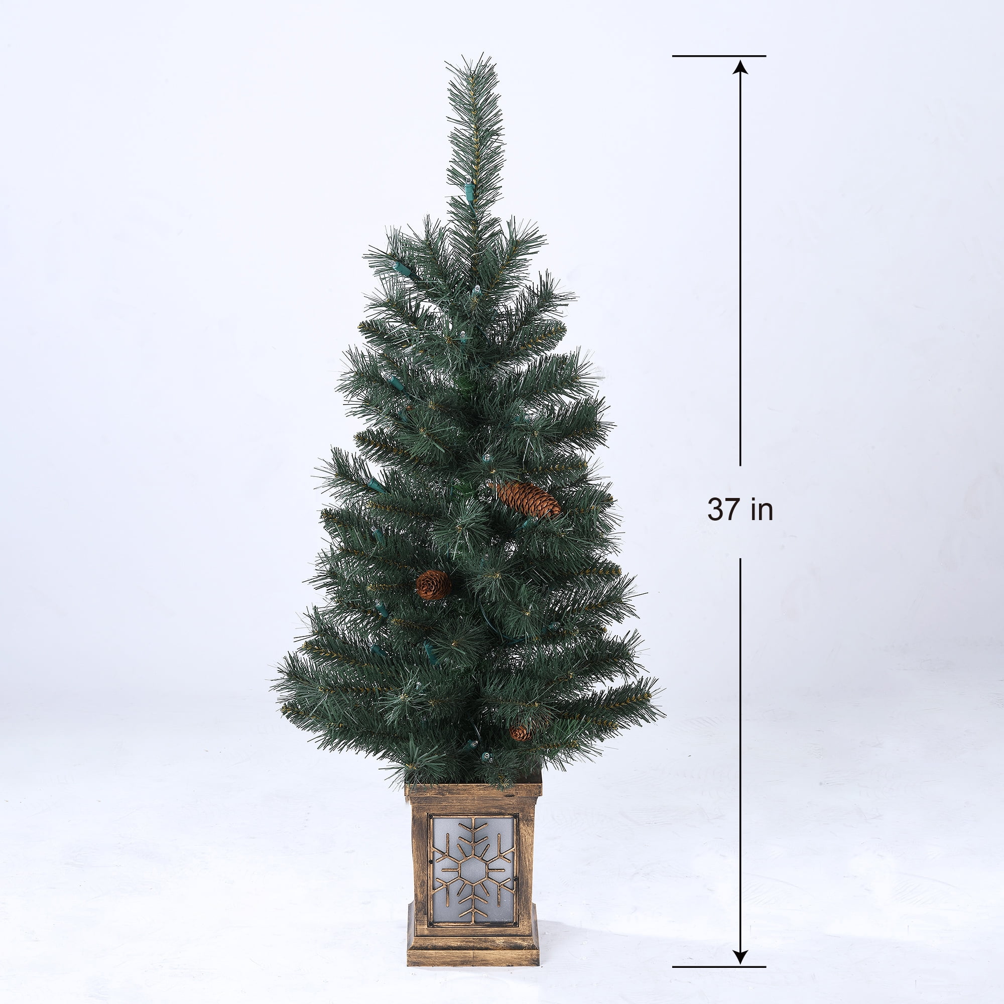 5-Piece Prelit Artificial Christmas Tree Entryway Set with Warm White LED Lights, by Holiday Time - Image 5