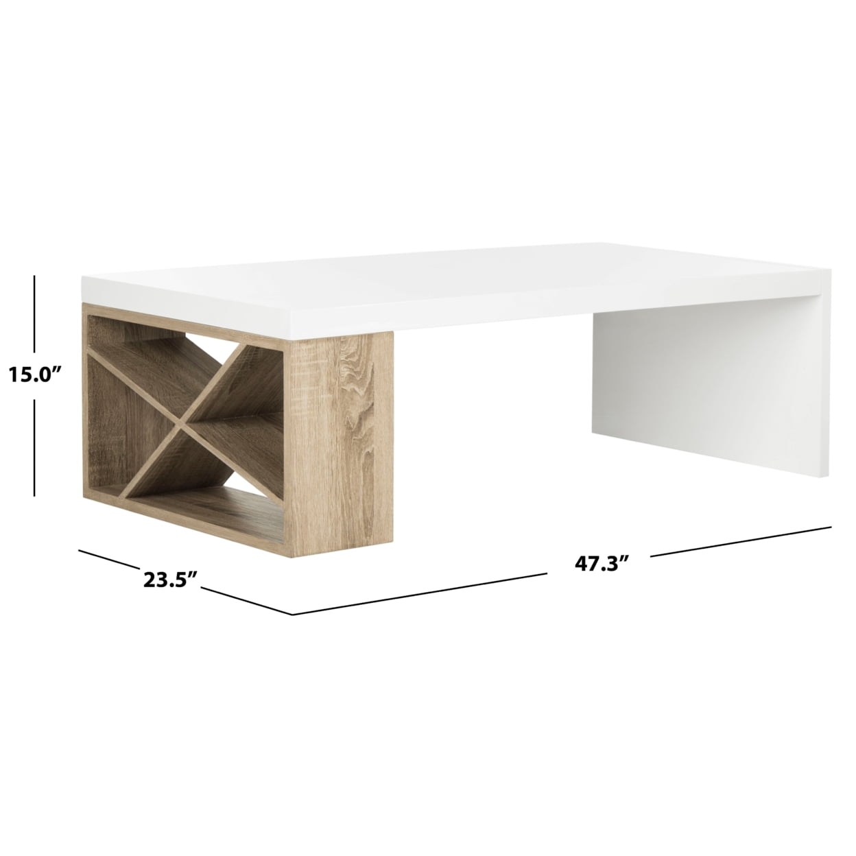 SAFAVIEH Carlton Modern Scandinavian Side Storage Lacquer Coffee Table, White - Image 5