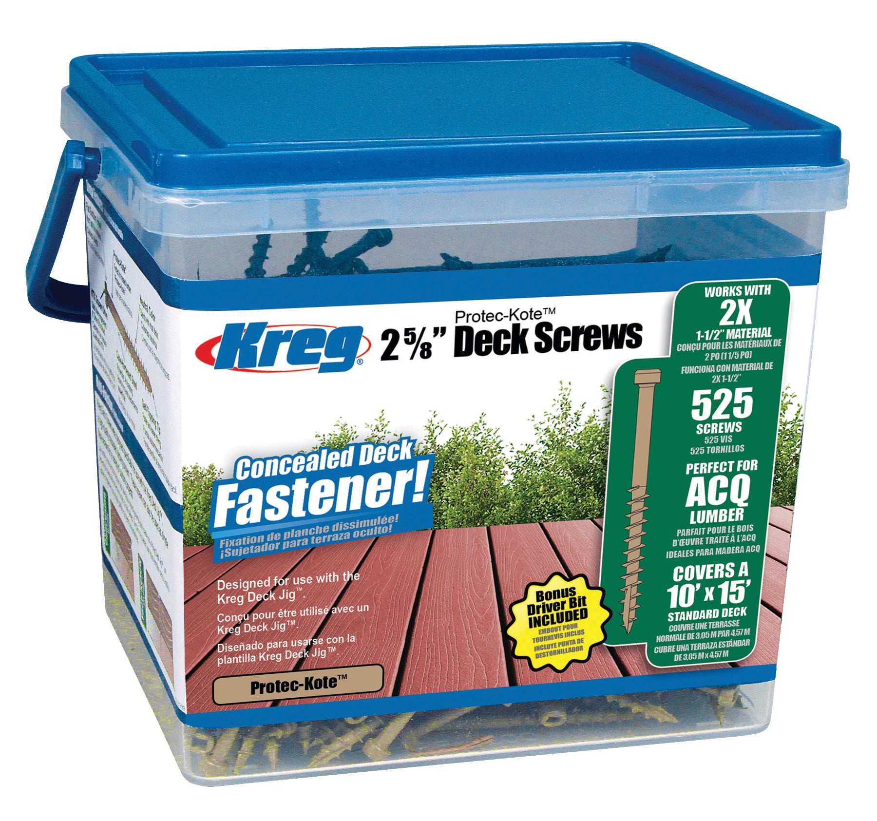 Kreg #8 X 2-5/8 Inch Coarse Protec-Kote Deck Screw, 525Ct, Kreg# Sdk-C262w-525 - Image 2