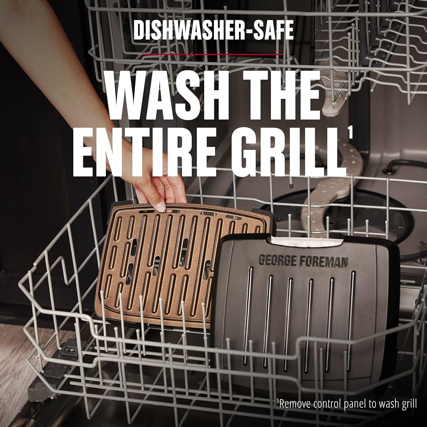 George Foreman GRES060BZ Contact Submersible? Grill, NEW Dishwasher Safe, Wash the Entire Grill, Easy-to-Clean Nonstick, Black/Bronze - Image 4