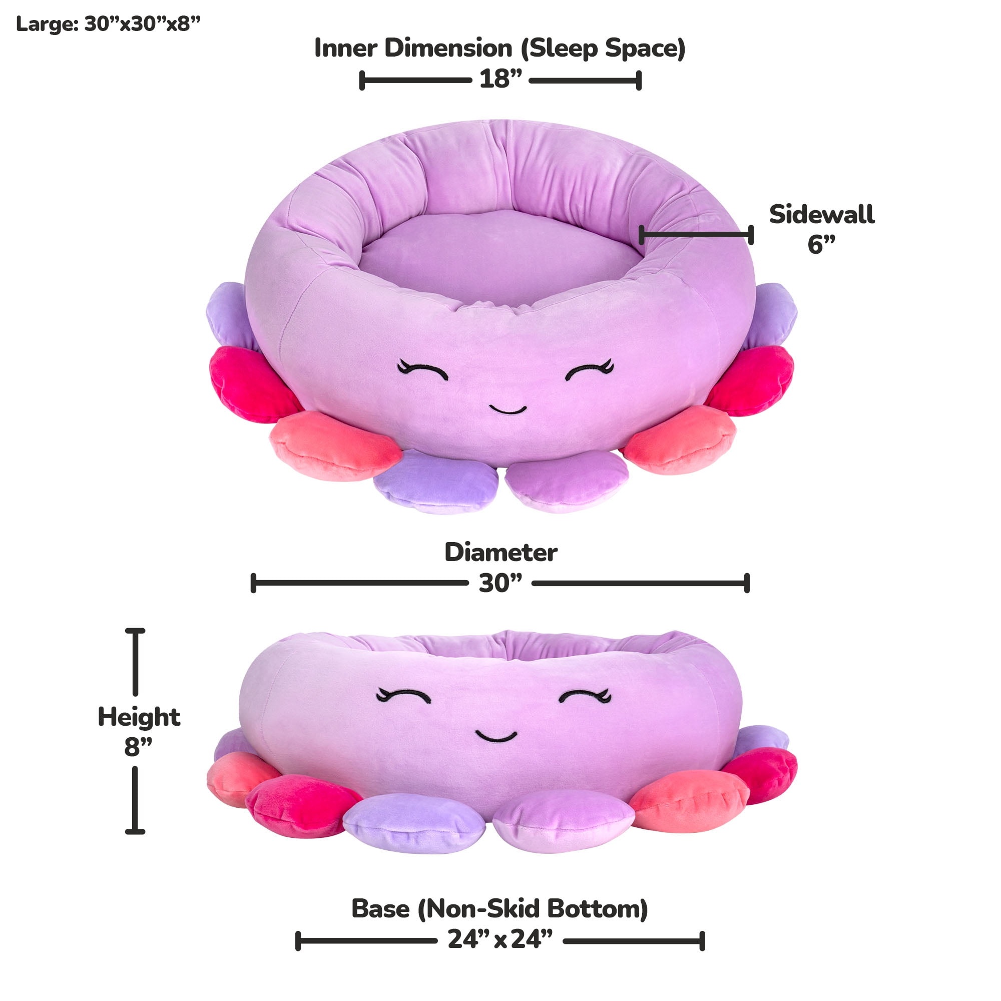 Squishmallows 30 inch Beula Octopus Pet Bed - Large Ultra Soft Plush Pet Bed - Image 2