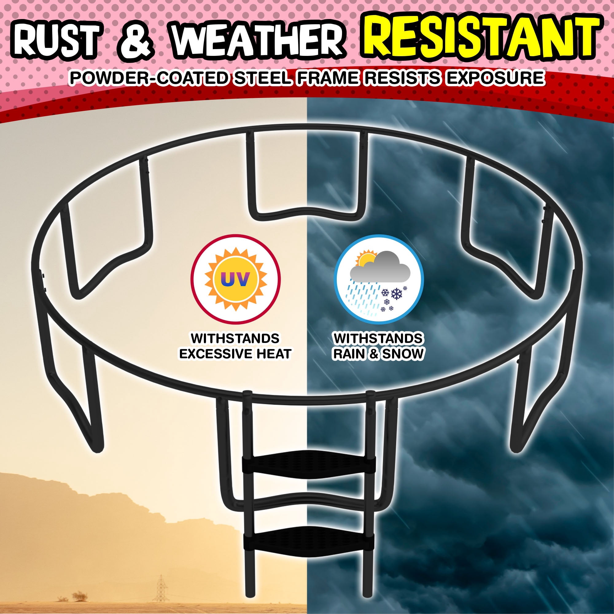 Sportspower TruJump PRO Trampoline 12FT with Curved Pole Enclosure & Jump Mat with Lifetime Warranty, AST - Image 10