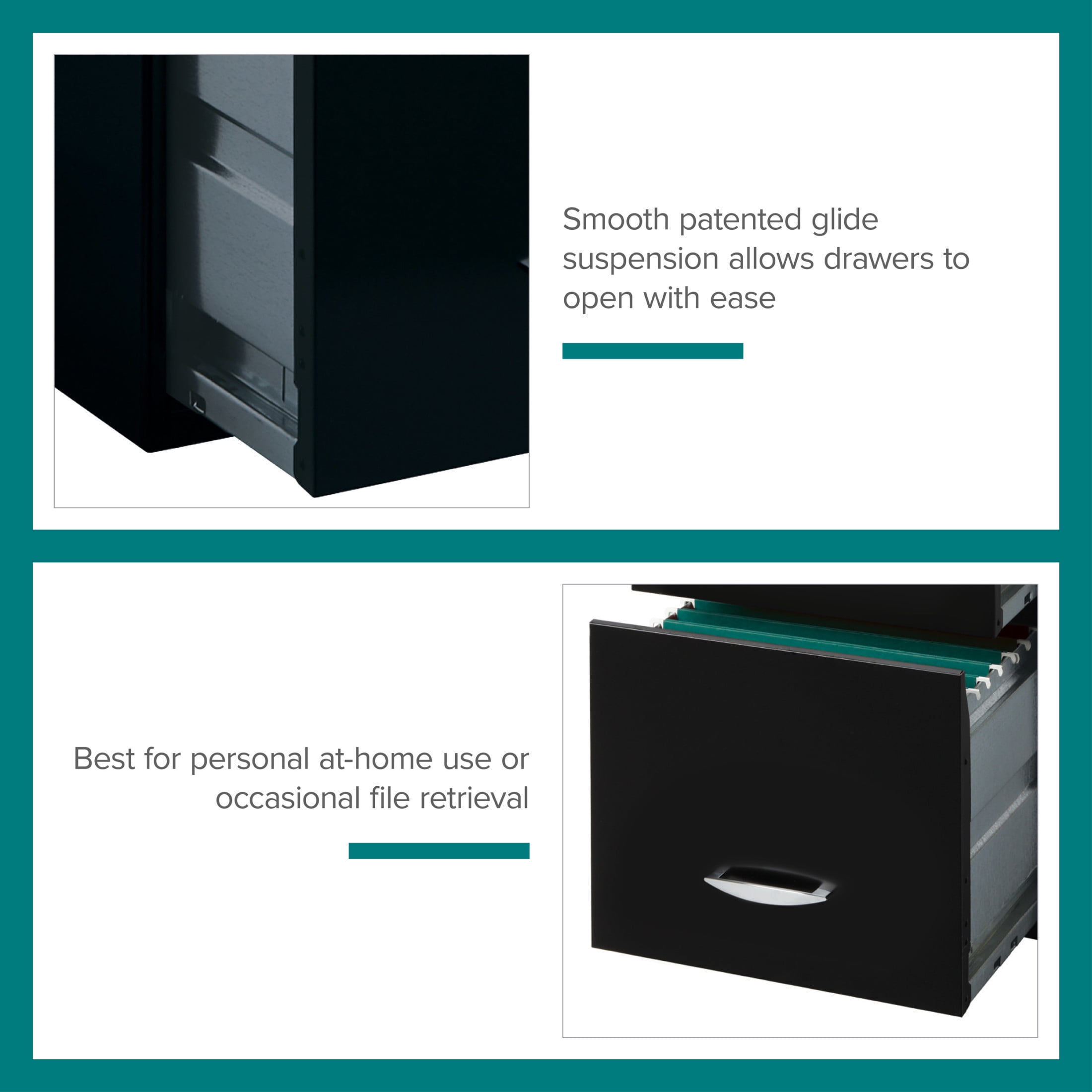 Space Solutions 3 Drawer Letter Width Vertical File Cabinet with Pencil Drawer, Black - Image 7