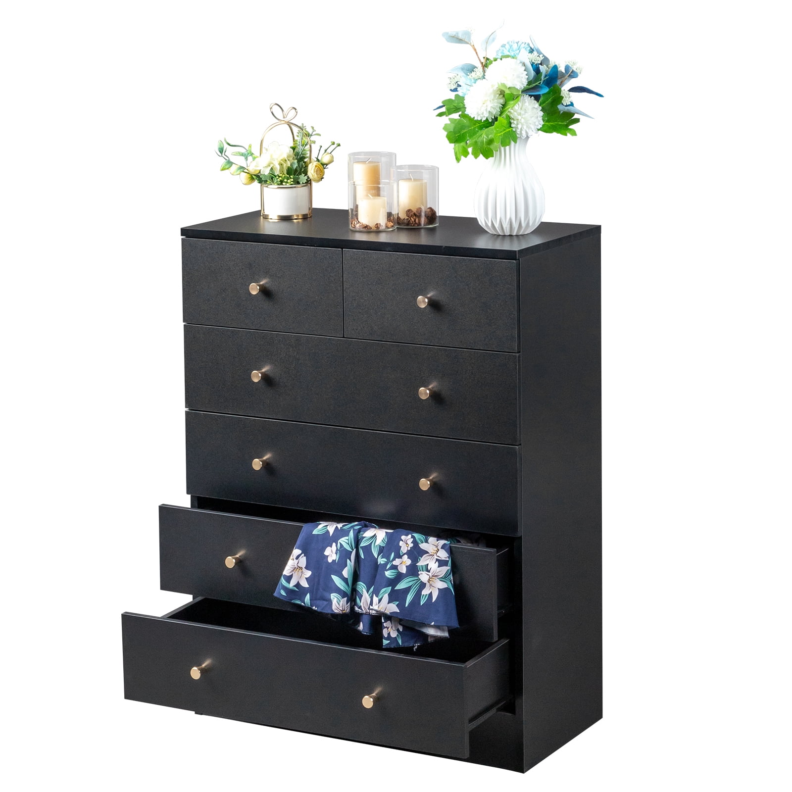 UBesGoo 6 Drawer Wood Dresser for Bedroom, Chest of Drawers, Storage Organization Unit for Clothing, Black - Image 13
